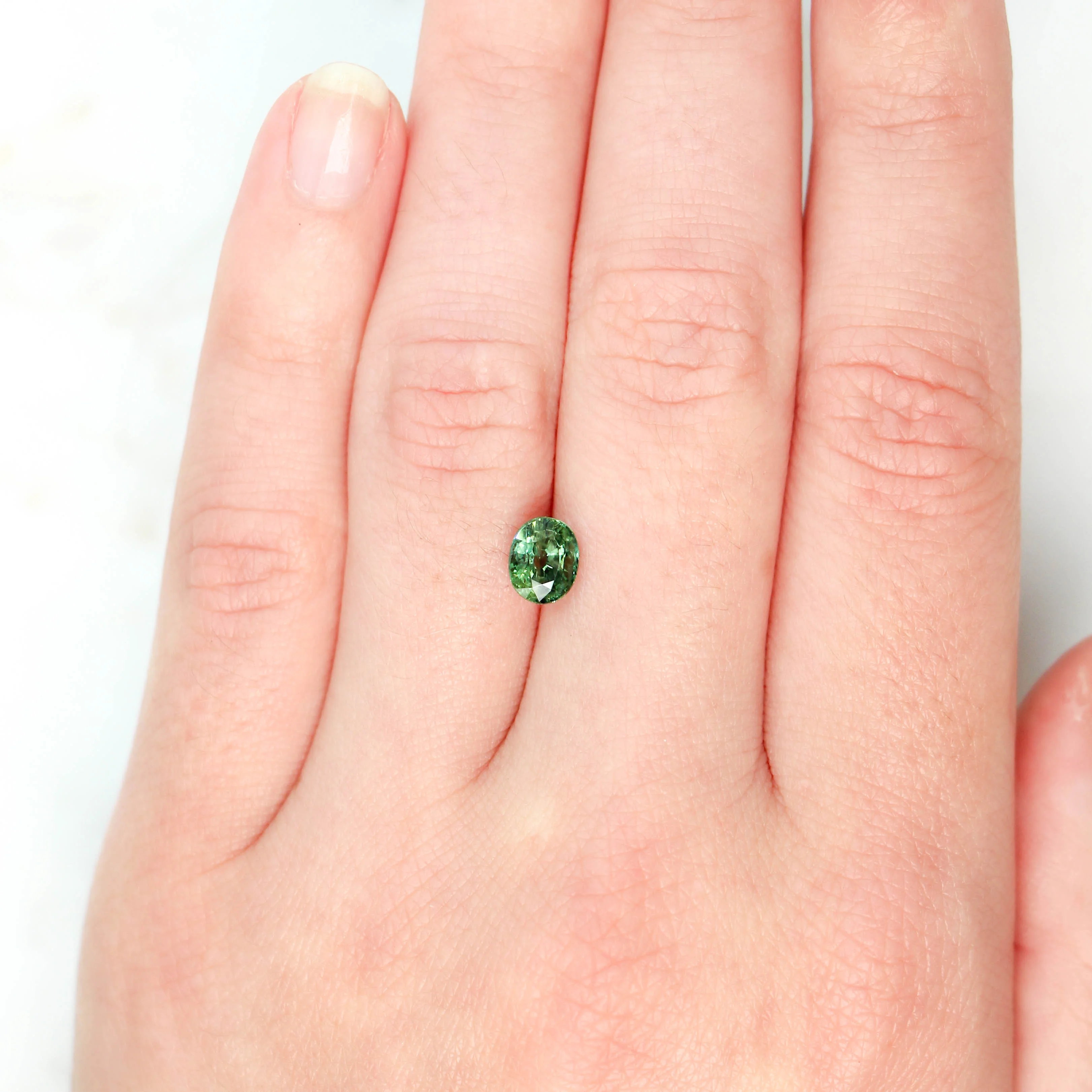 1.23 Carat Green Oval Sapphire for Custom Work - Inventory Code GOS123 - Image 2
