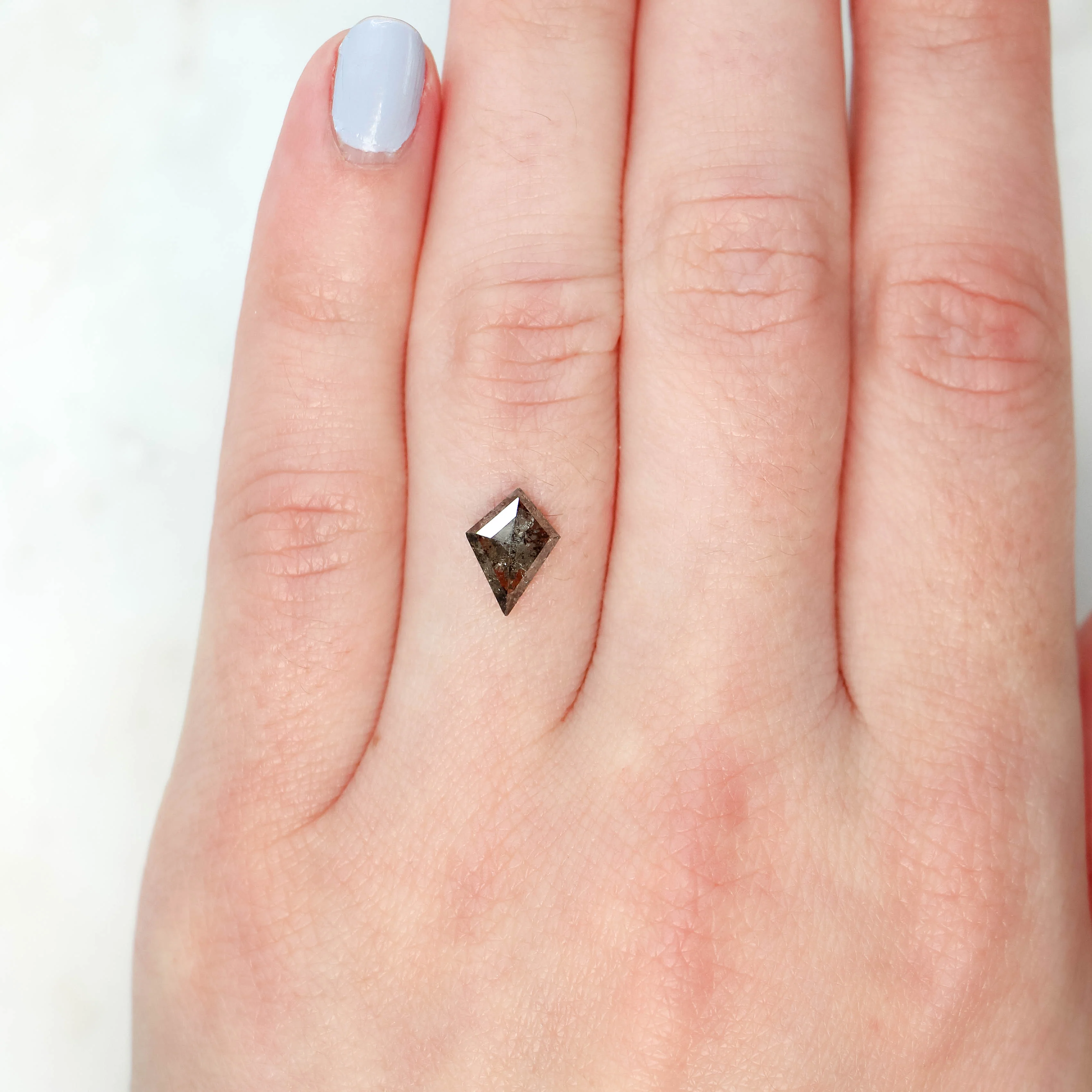 1.25 Carat Dark Gray Kite Salt and Pepper Diamond for Custom Work - Inventory Code DSK125 - Image 2