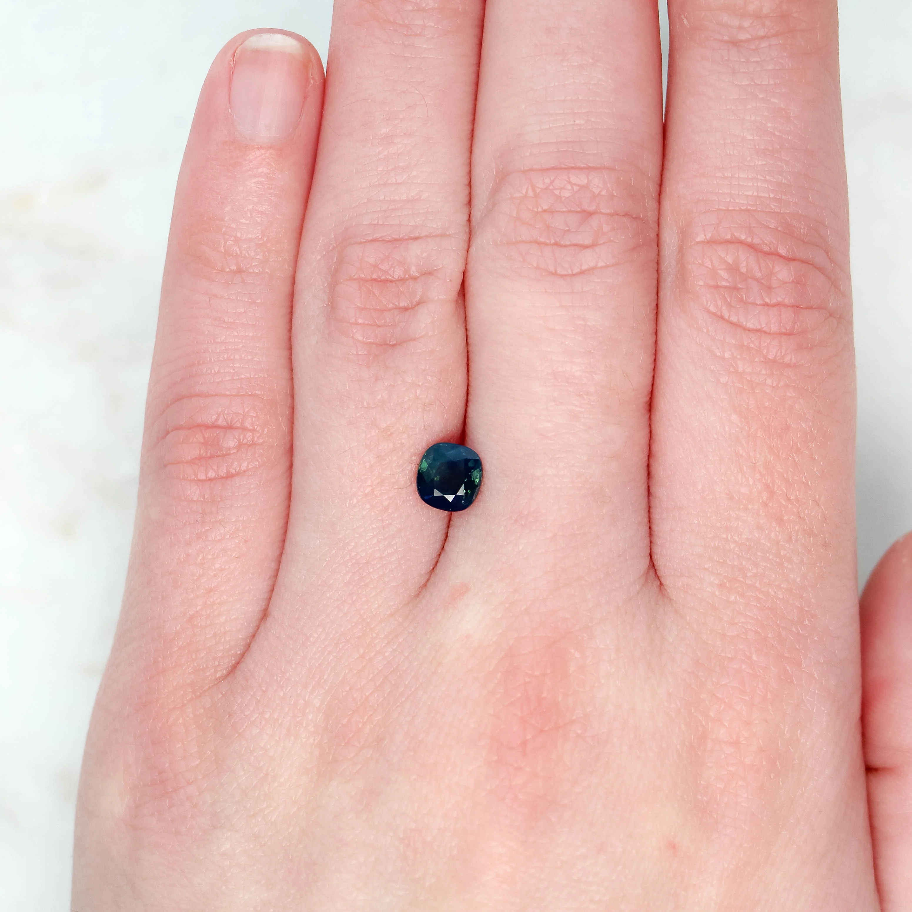 1.25 Carat Dark Teal Cushion Sapphire for Custom Work - Inventory Code TCS125 - Image 2