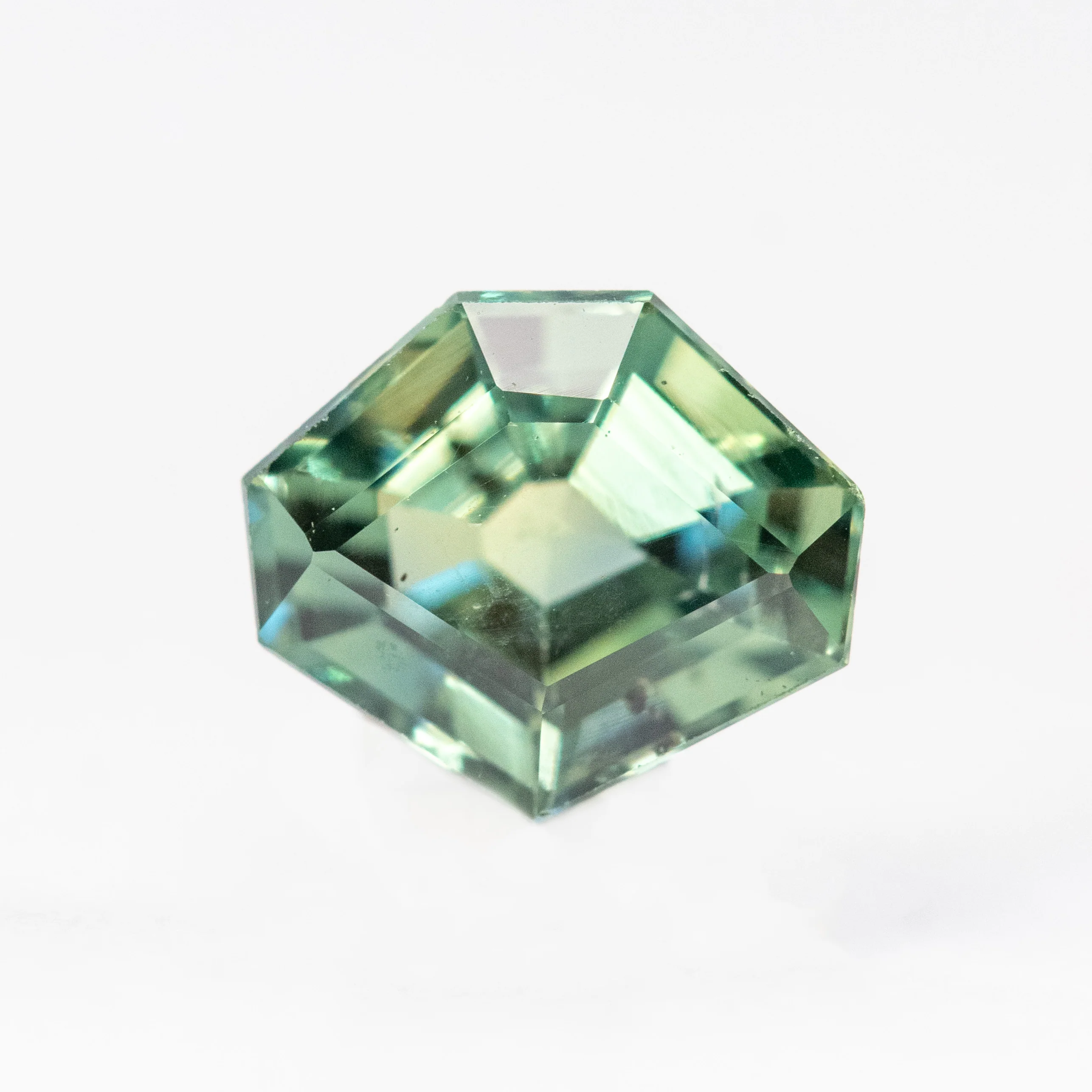 1.23 Carat Geometric Shield Cut Green Sapphire for Custom Work - Inventory Code GGS123