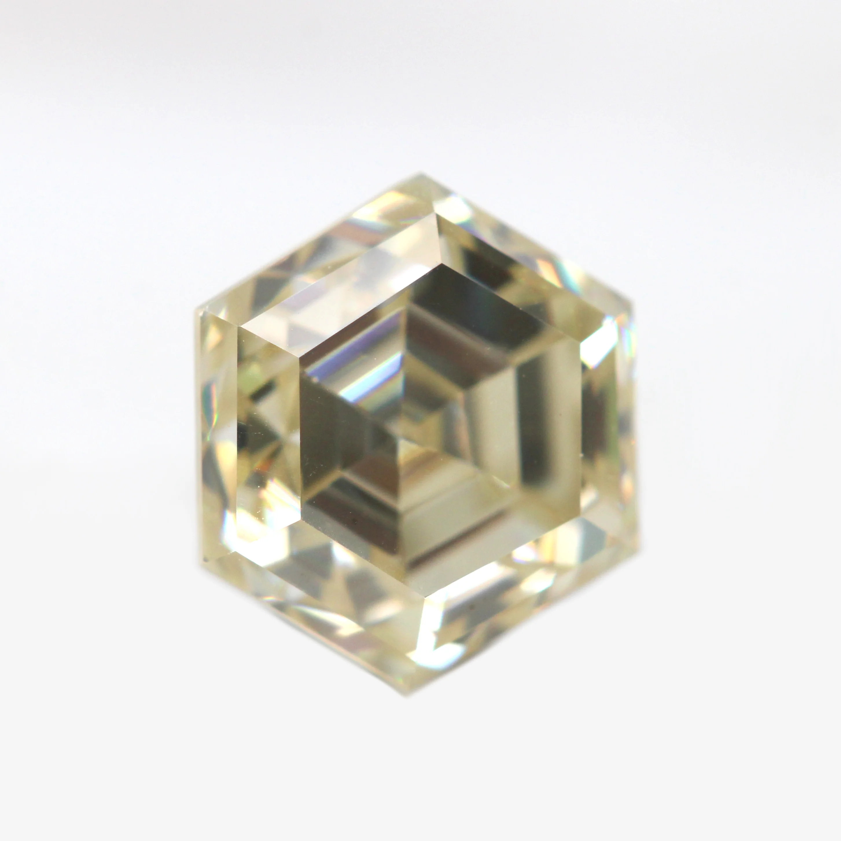 1.25 Carat Champagne Gold Hexagon Moissanite for Custom Work - Inventory Code HGM125 - Image 3