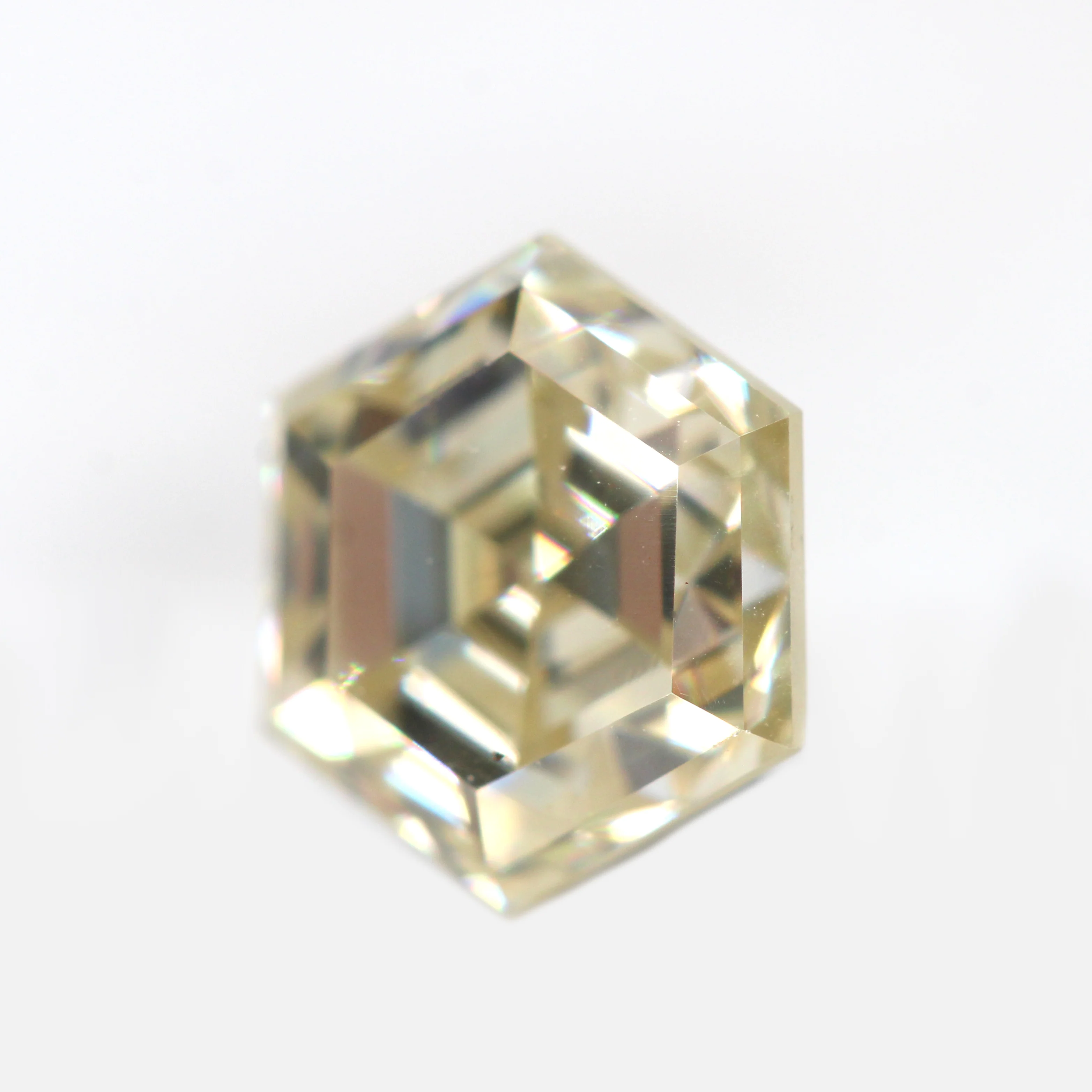 1.25 Carat Champagne Gold Hexagon Moissanite for Custom Work - Inventory Code HGM125 - Image 4
