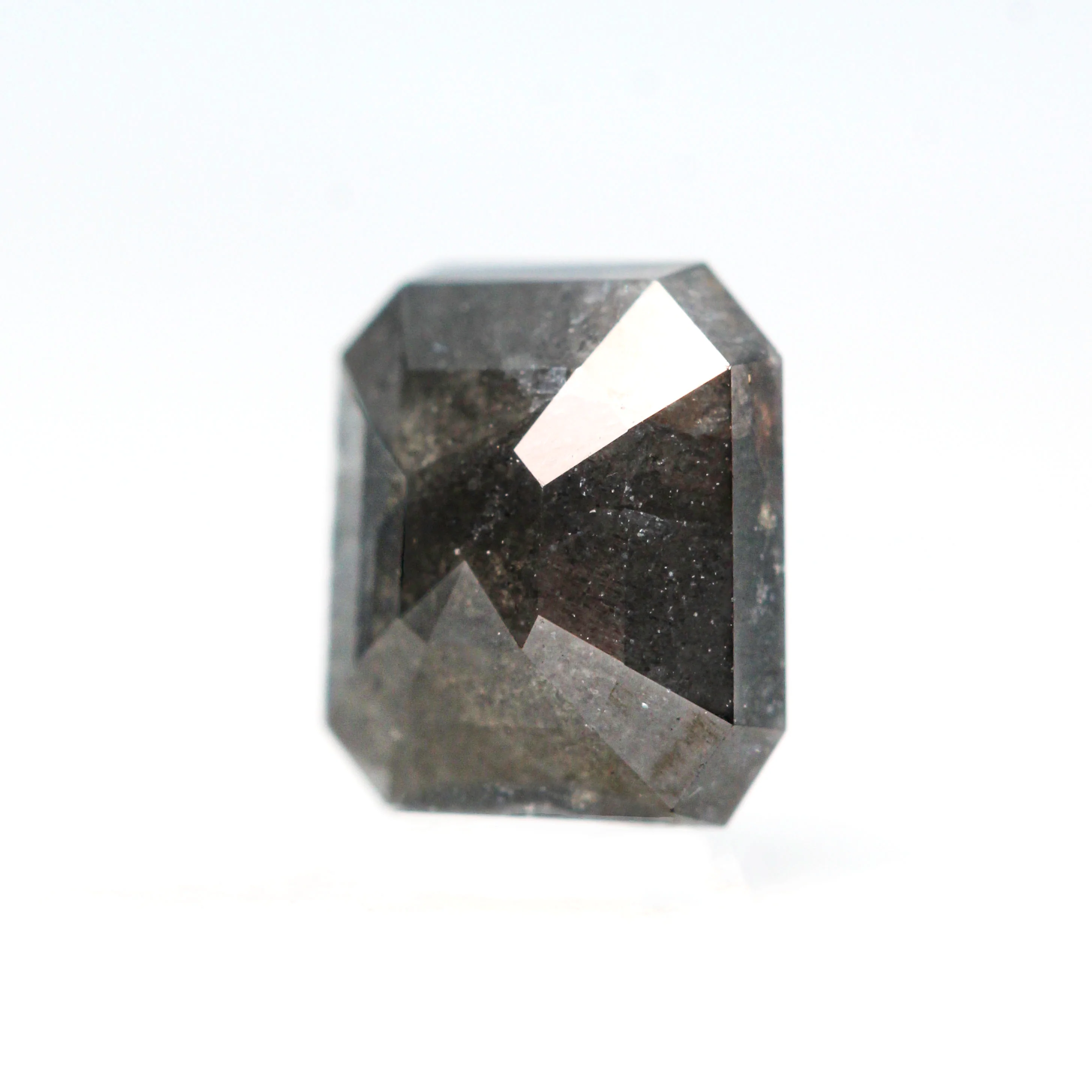 1.26 Carat Black and Charcoal Emerald Cut Salt and Pepper Diamond for Custom Work - Inventory Code NBE126 - Image 3