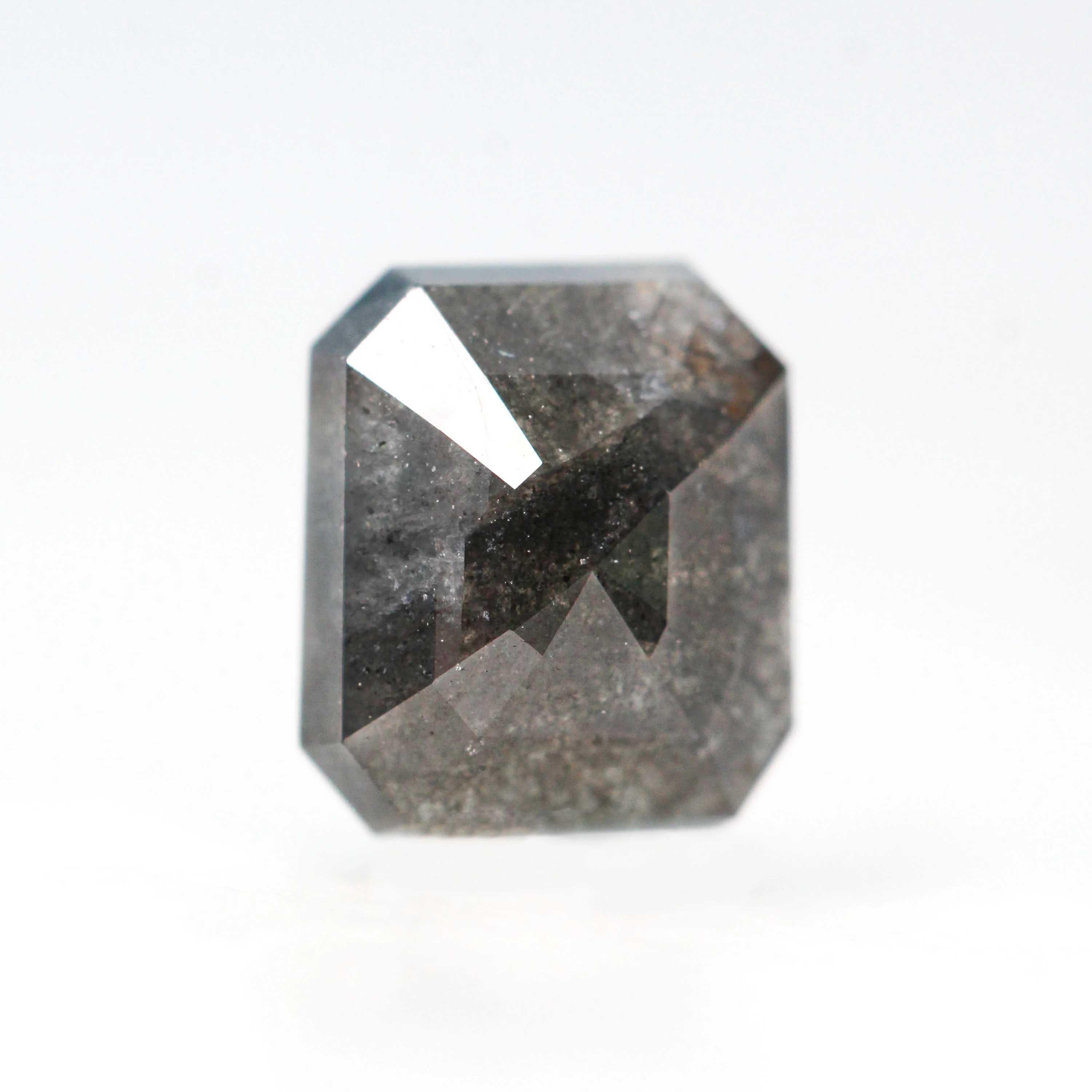 1.26 Carat Black and Charcoal Emerald Cut Salt and Pepper Diamond for Custom Work - Inventory Code NBE126 - Image 4
