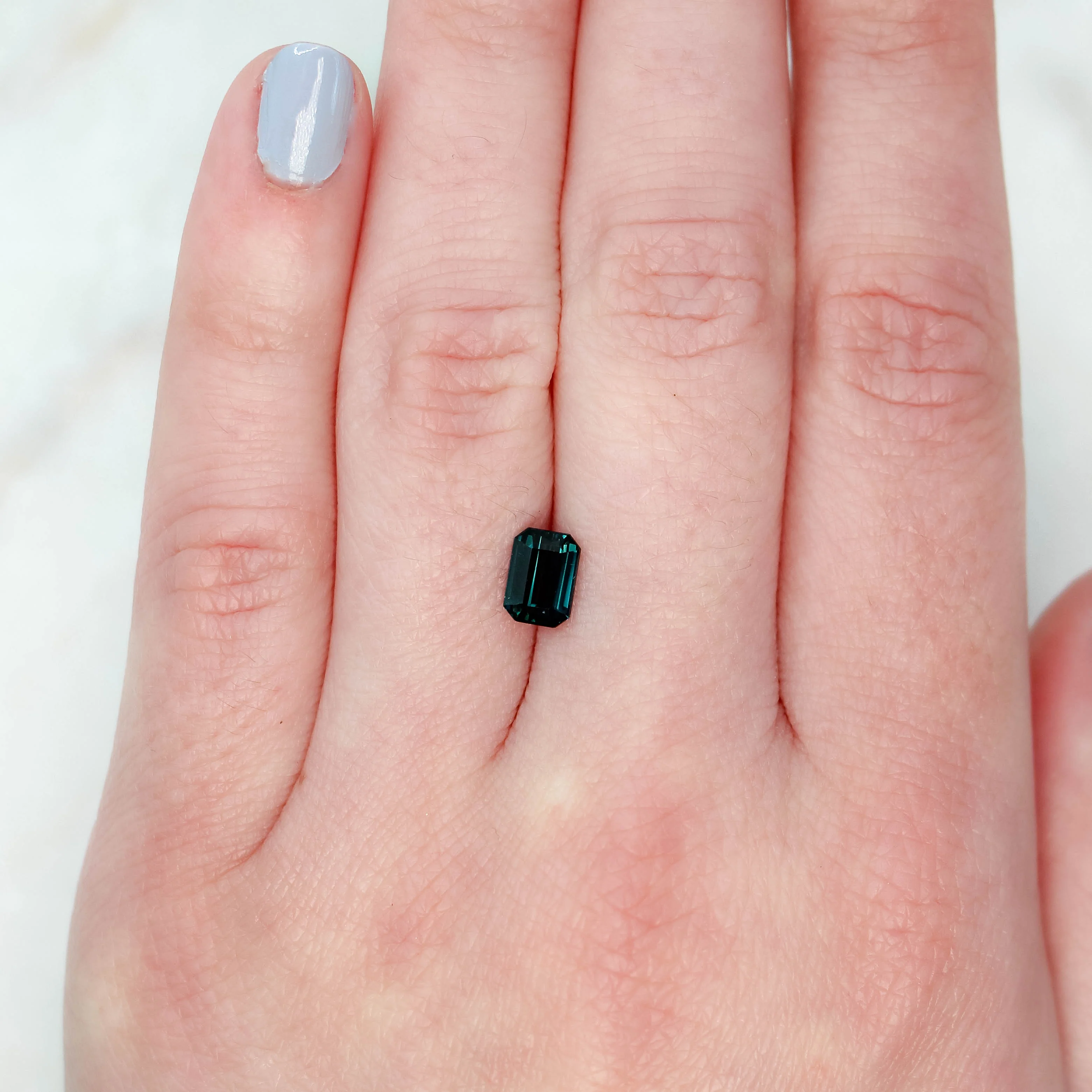 1.28 Carat Emerald Cut Dark Teal Sapphire for Custom Work - Inventory Code TES128 - Image 2