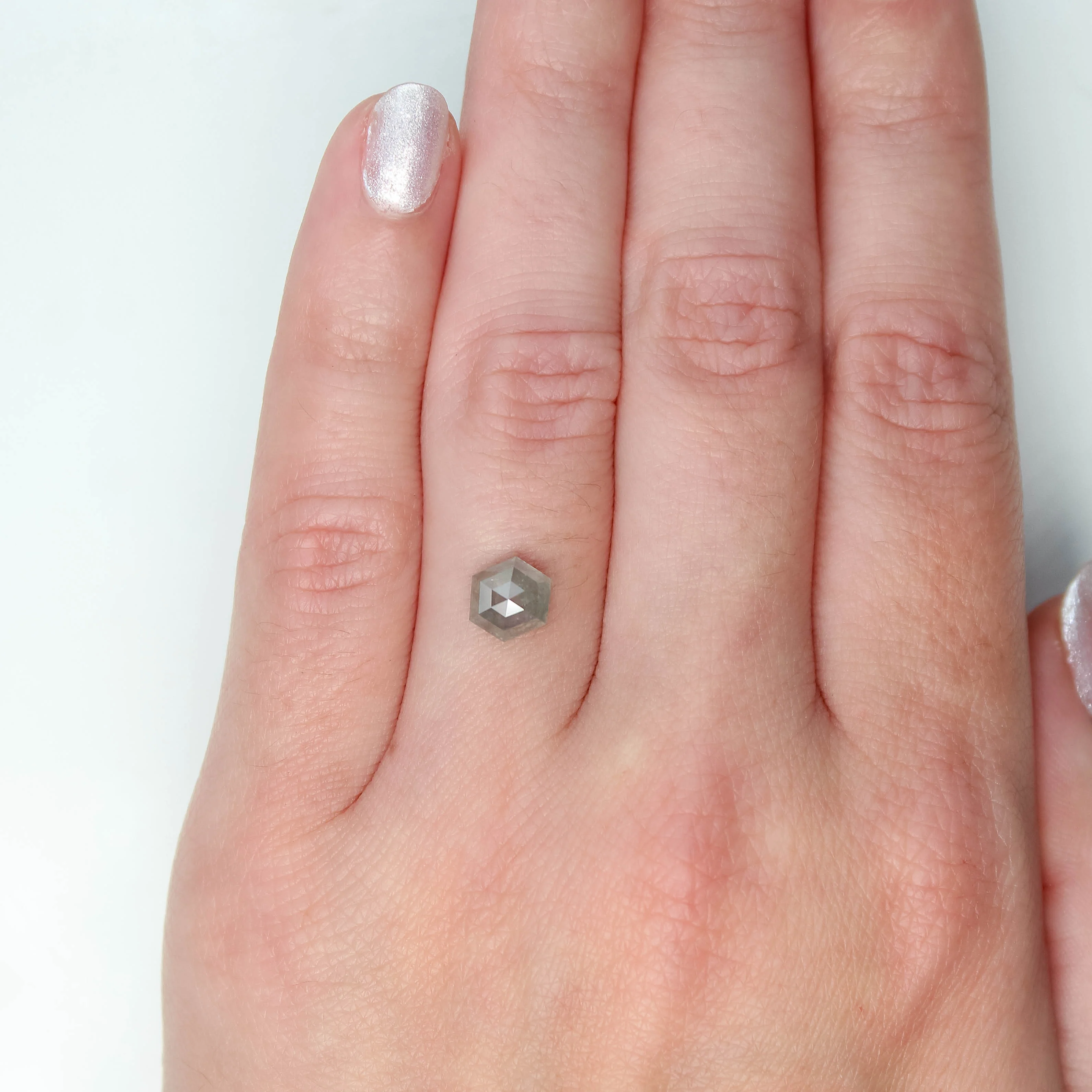 1.28 Carat Gray Hexagon Salt and Pepper Diamond for Custom Work - Inventory Code SGH128 - Image 2