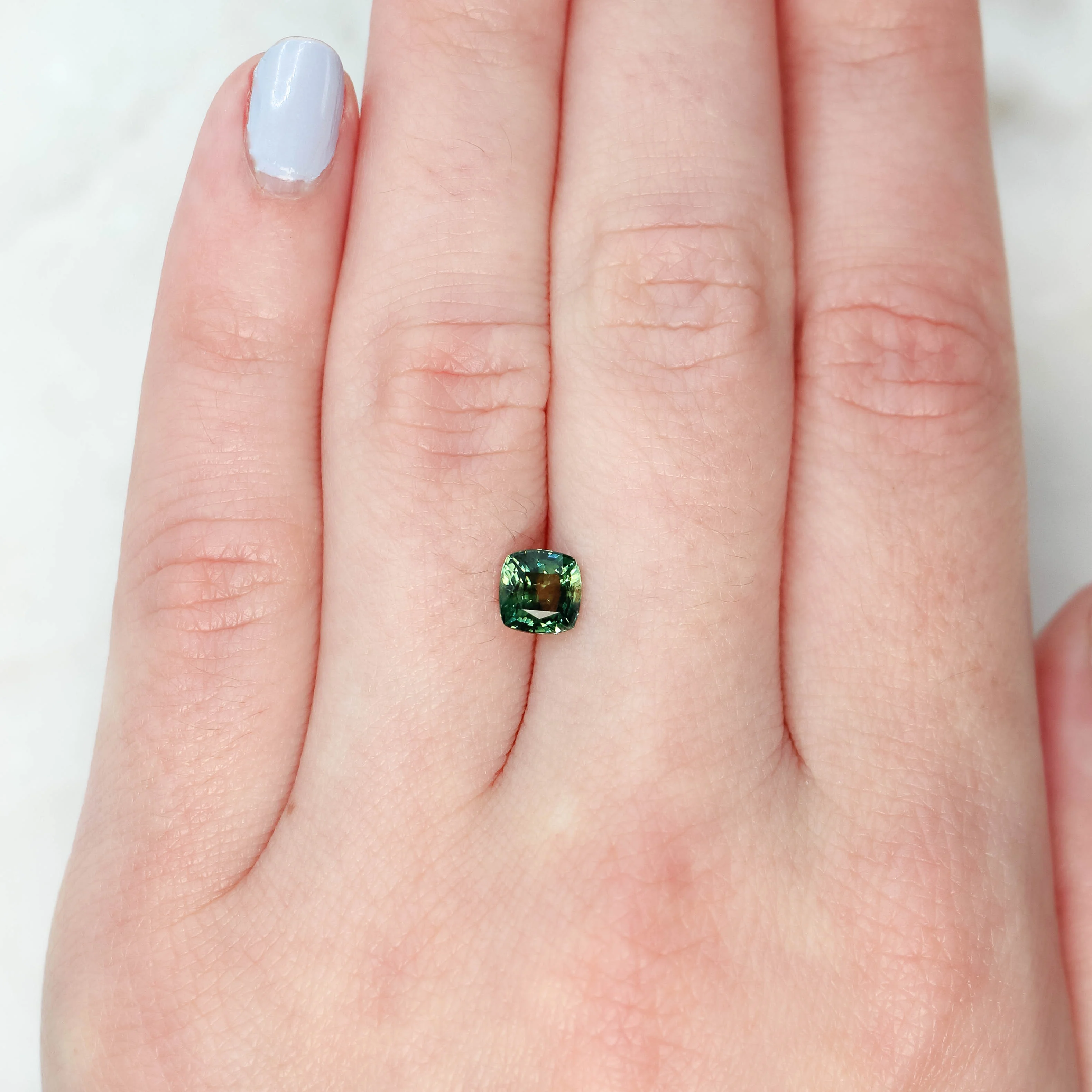 1.30 Carat Green Cushion Cut Australian Sapphire for Custom Work - Inventory Code GCS130 - Image 2