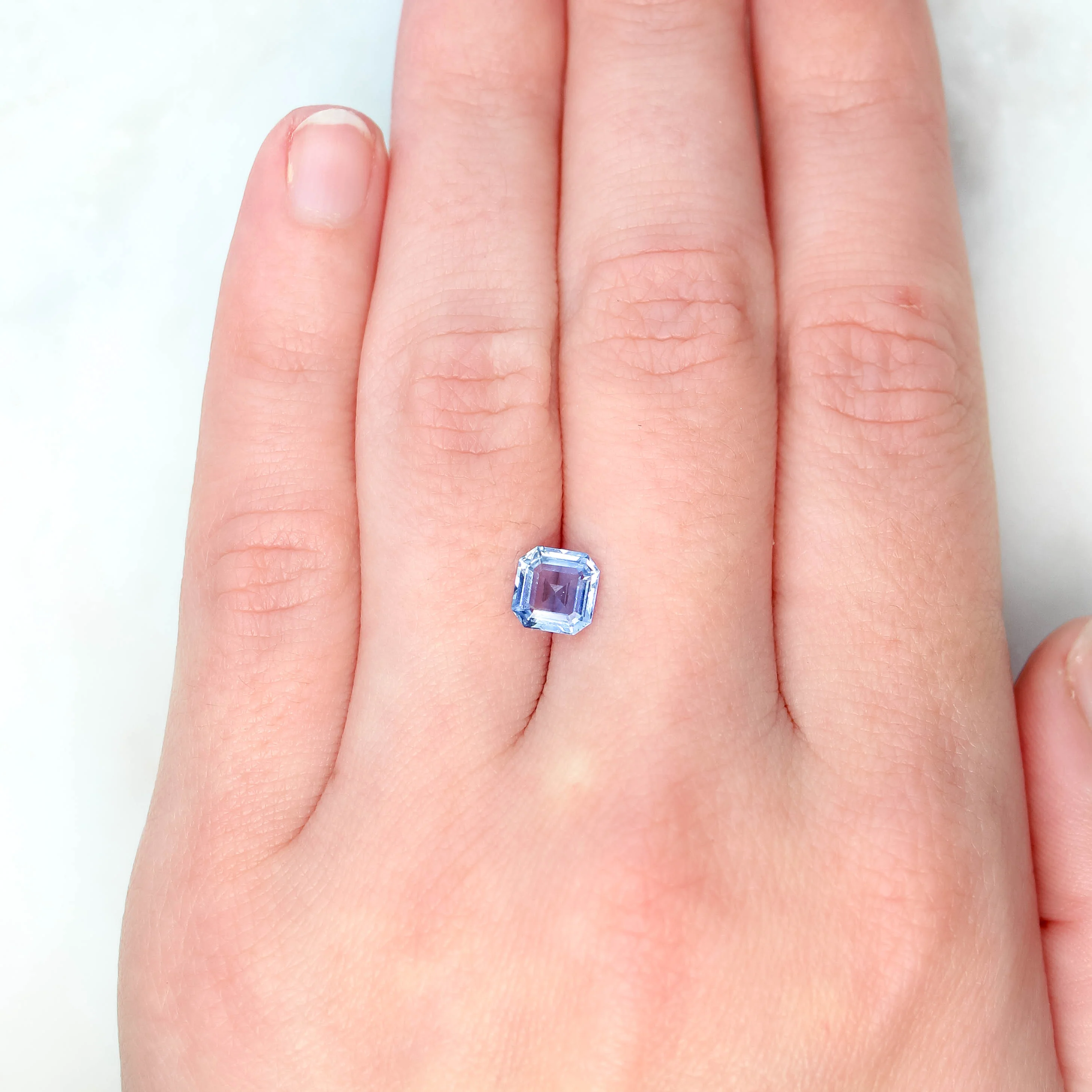 1.34 Carat Cornflower Blue Asscher Cut Sapphire - Inventory Code BAS134 - Image 2