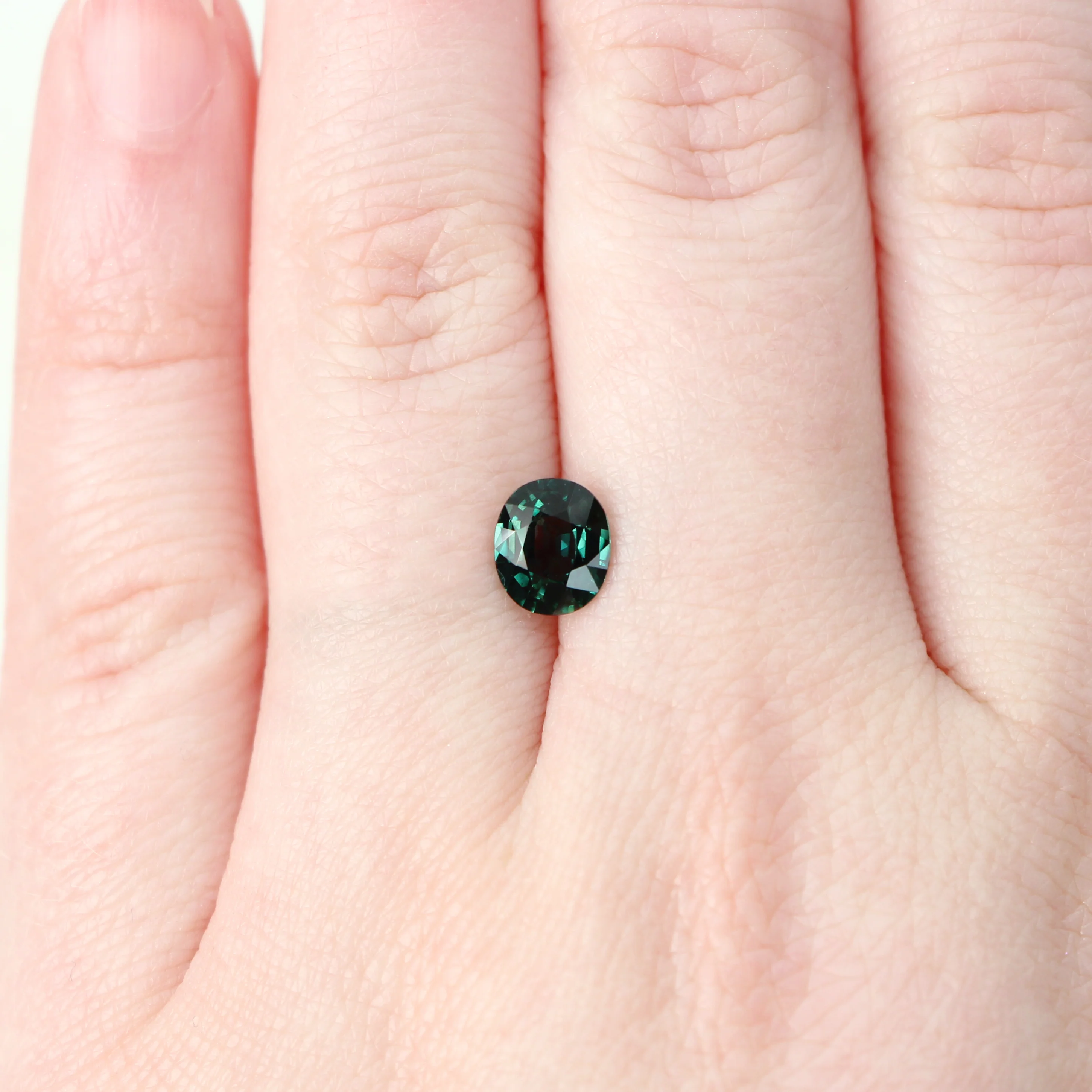 1.35 Carat Dark Teal Oval Sapphire for Custom Work - Inventory Code TOS135 - Image 2