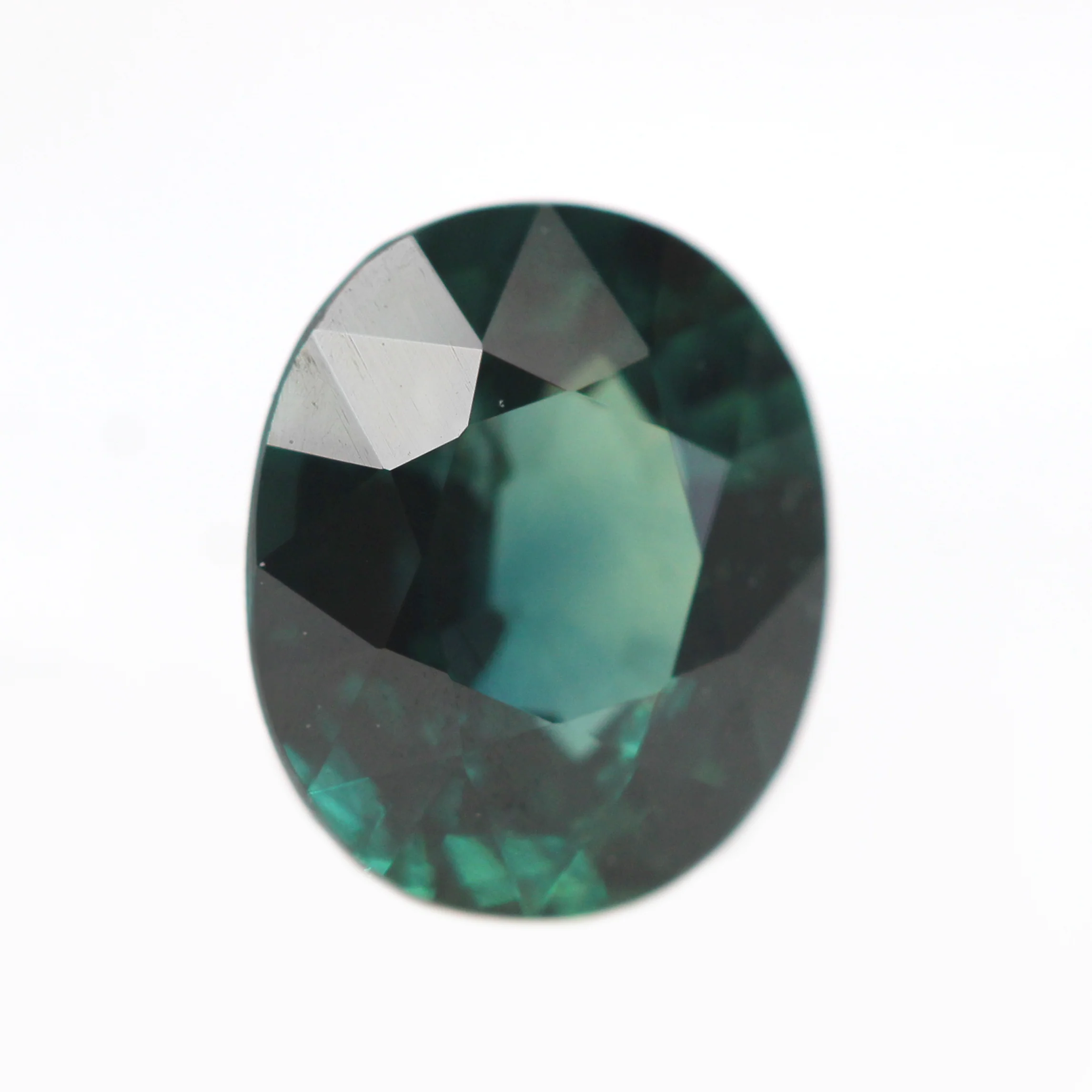 1.35 Carat Dark Teal Oval Sapphire for Custom Work - Inventory Code TOS135 - Image 4