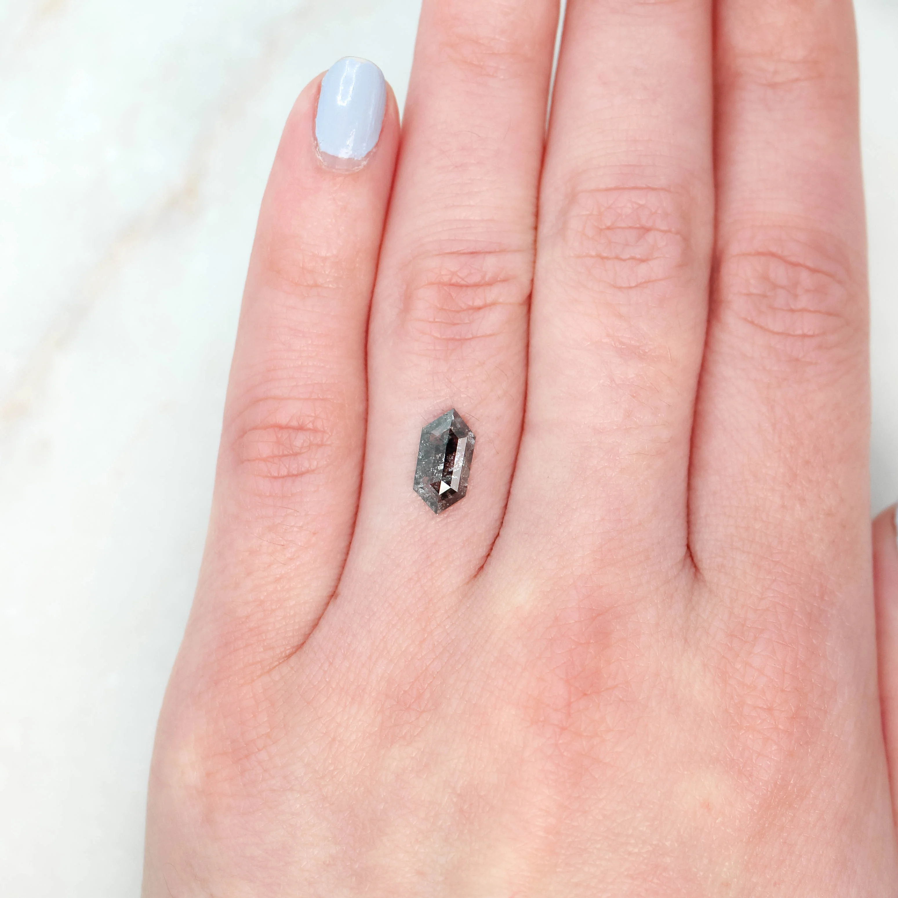 1.36 Carat Dark and Clear Elongated Hexagon Diamond for Custom Work - Inventory Code DCH136 - Image 2