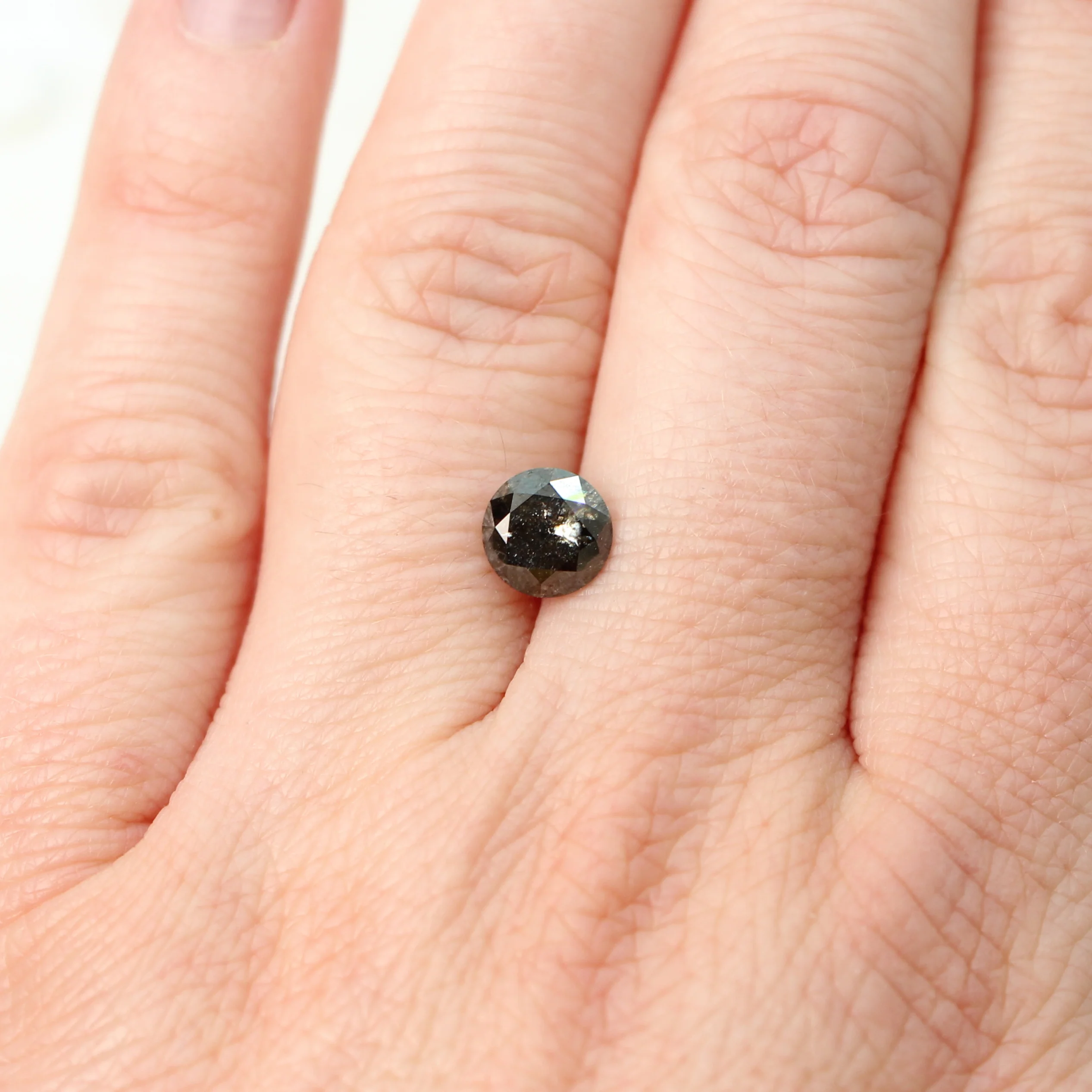 1.38 Carat Round Black Salt and Pepper Diamond for Custom Work - Inventory Code NBRD138 - Image 2