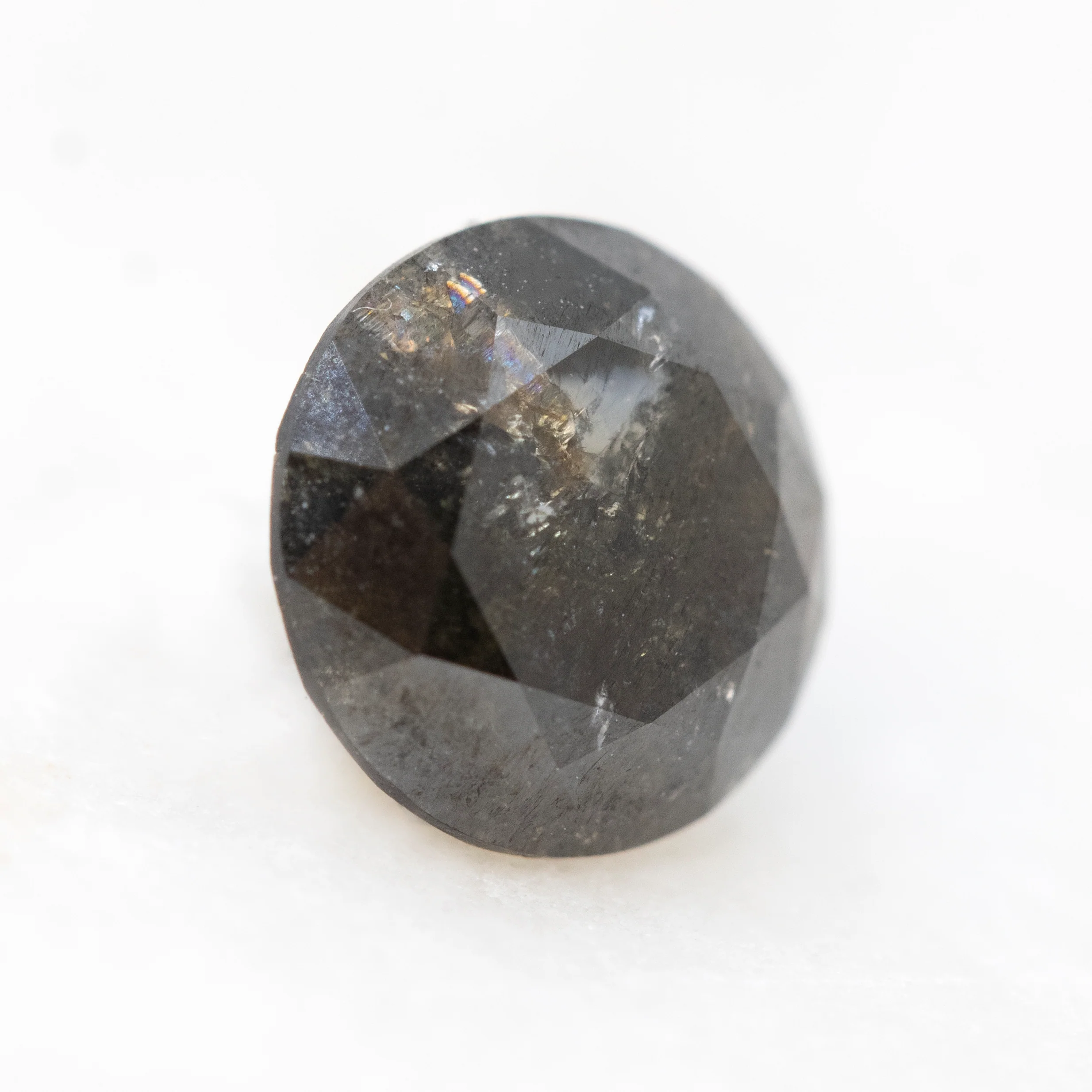 1.38 Carat Round Black Salt and Pepper Diamond for Custom Work - Inventory Code NBRD138 - Image 3