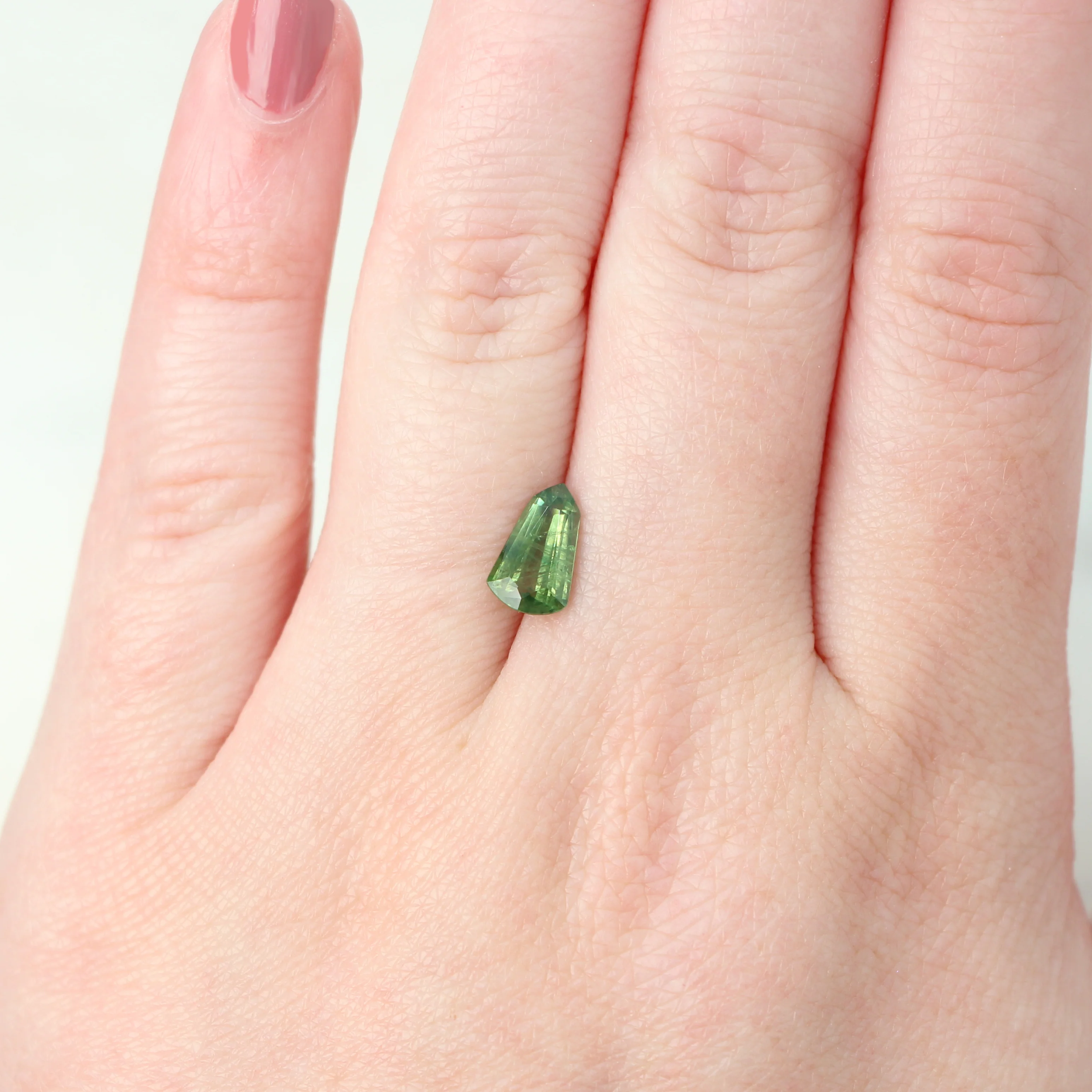 1.39 Carat Green Shield Cut Sapphire for Custom Work - Inventory Code GSS139 - Image 2