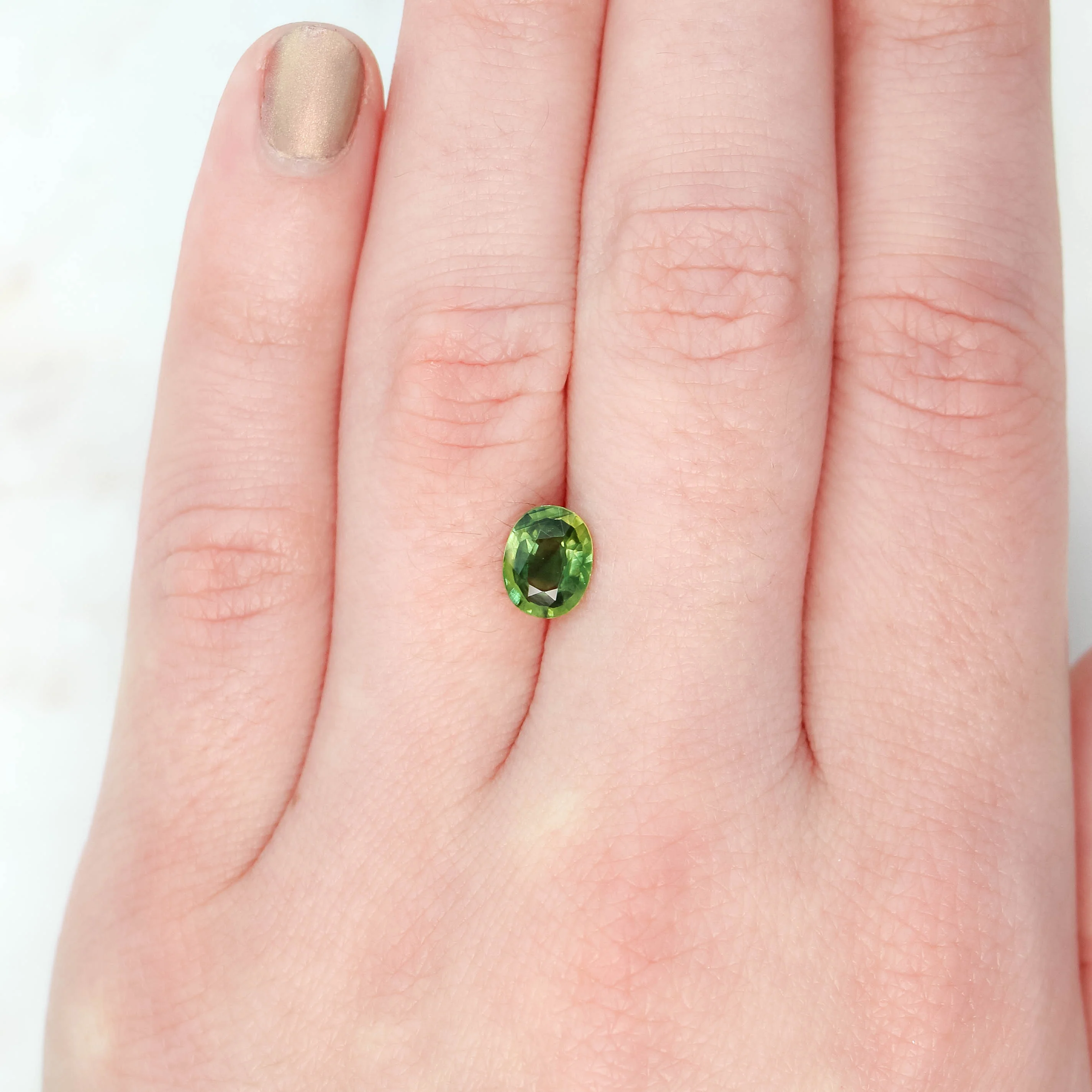 1.42 Carat Green Oval Sapphire for Custom Work - Inventory Code GOS142 - Image 2