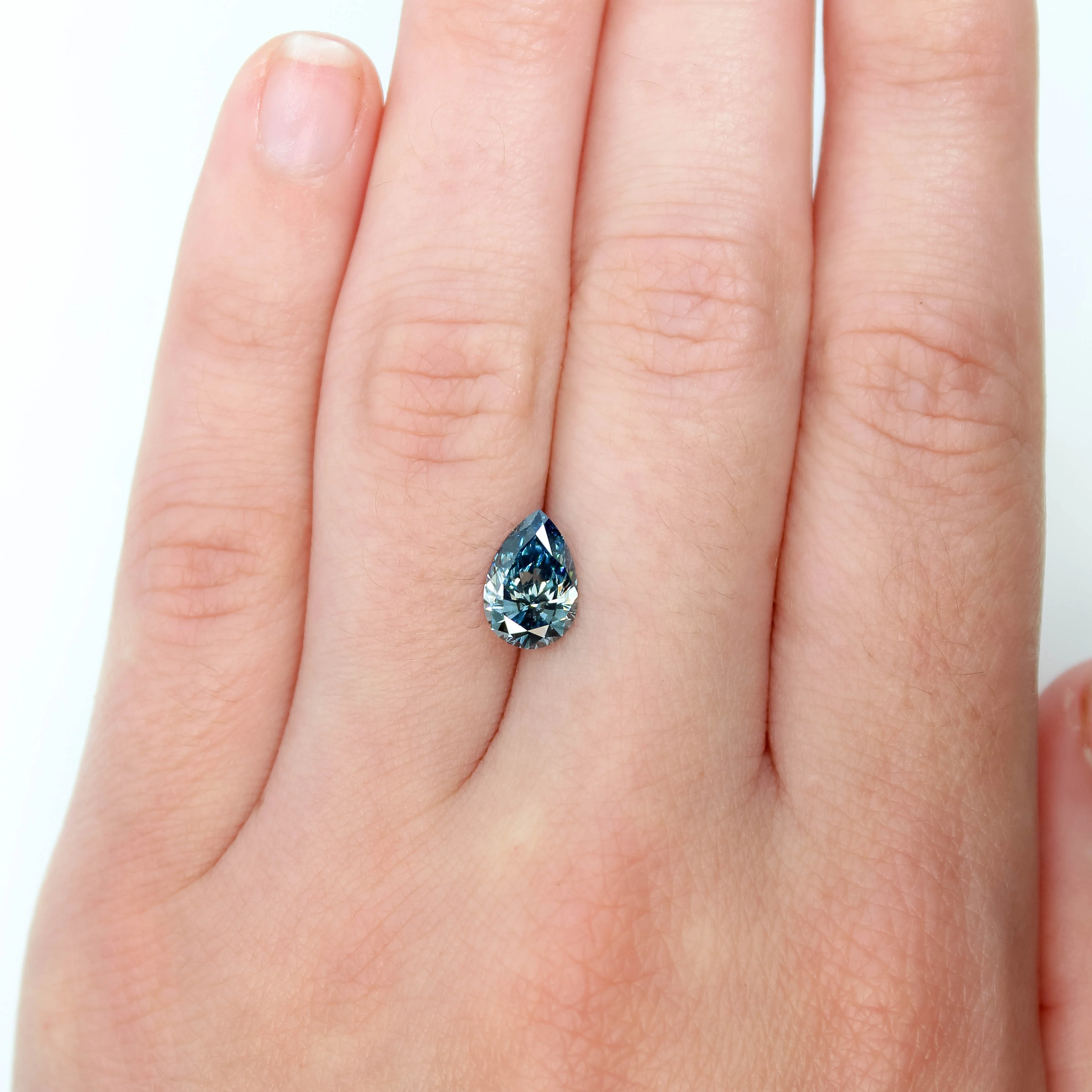 1.43 Carat Blue Lab Grown Pear Diamond for Custom Work - Inventory Code LGBP143 - Image 2