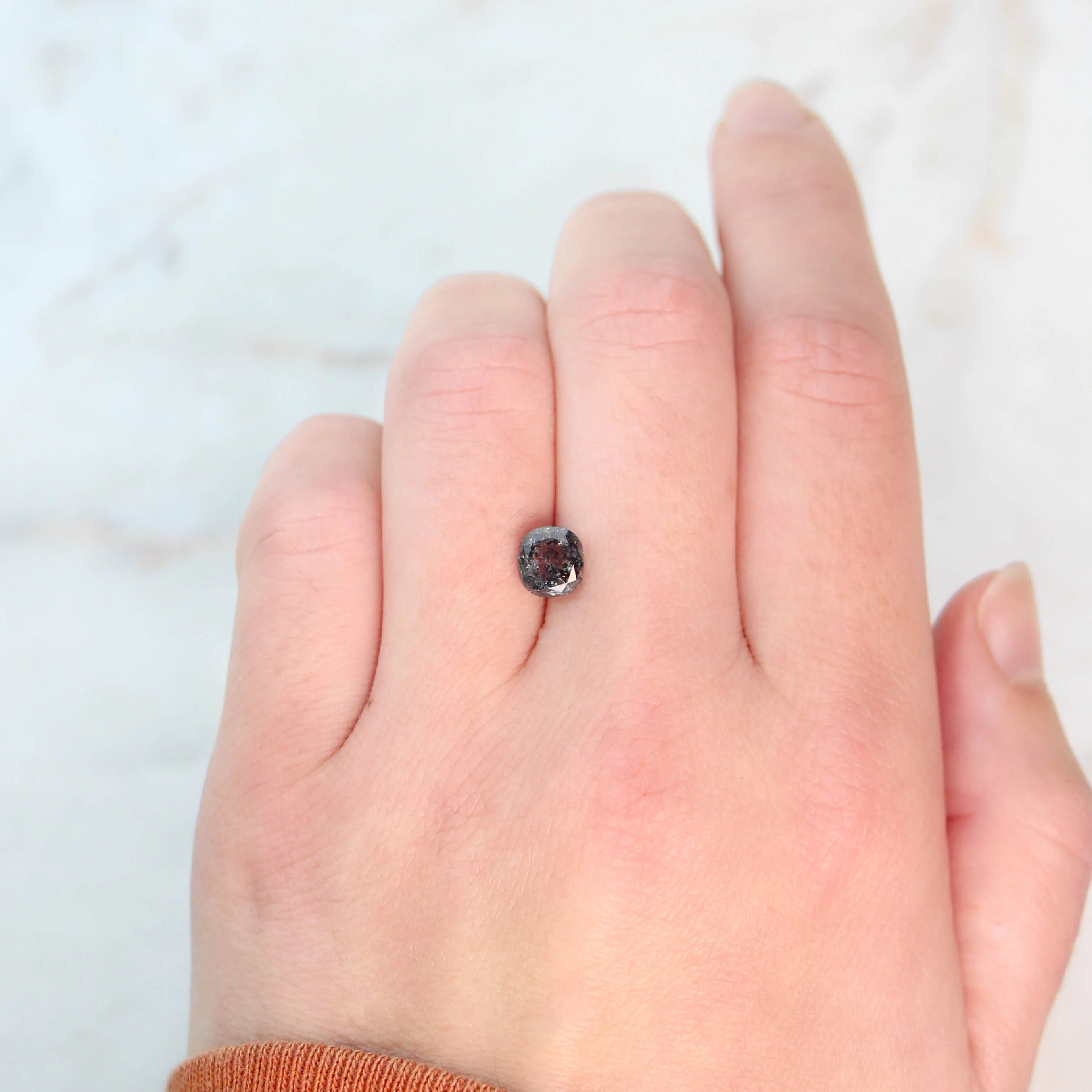 1.45 Carat Dark and Clear Cushion Cut Salt and Pepper Diamond for Custom Work - Inventory Code DCC145 - Image 9