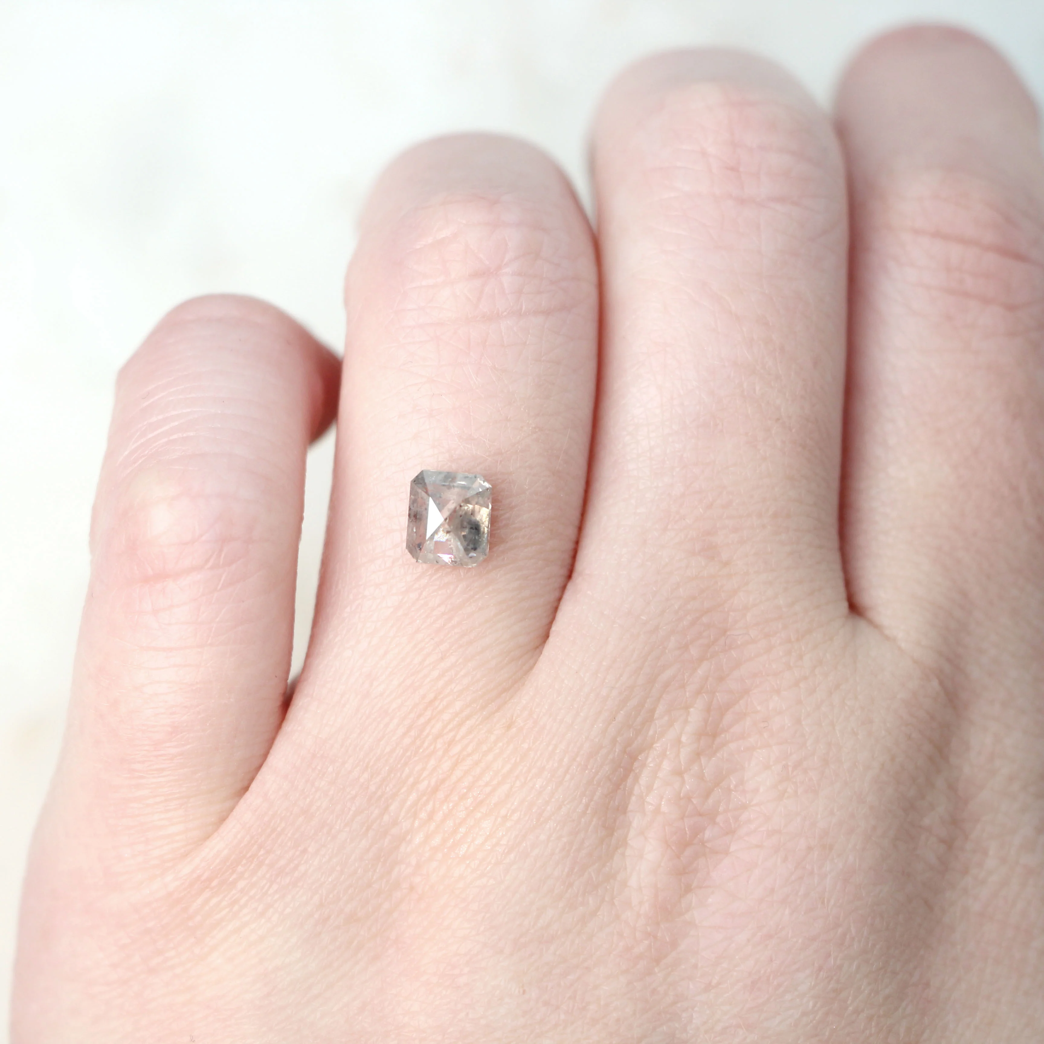 1.45 Carat Emerald Cut Stormy Gray Salt and Pepper Diamond for Custom Work - Inventory Code SGE145 - Image 3