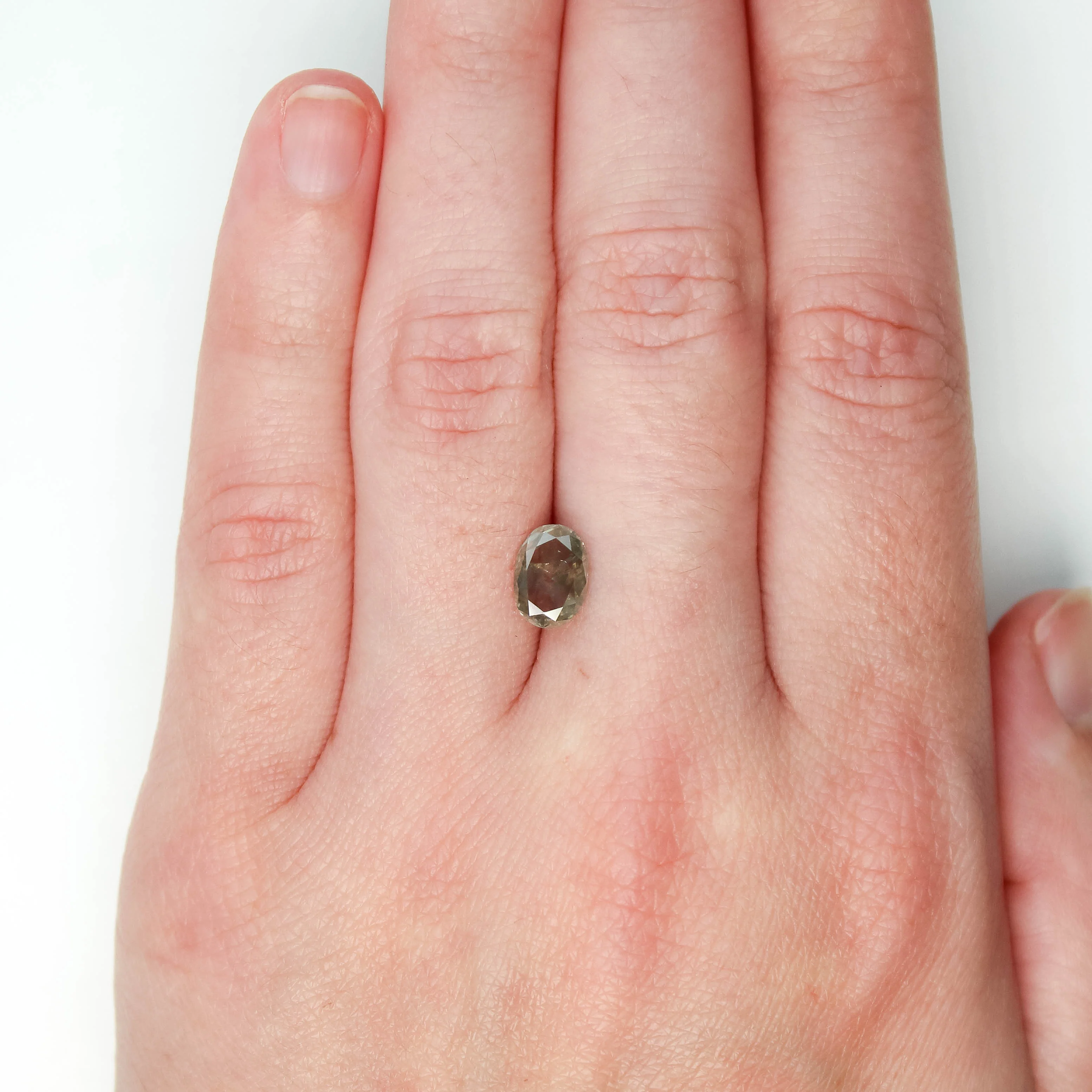 1.46 Carat Champagne Gray Oval Salt and Pepper Diamond for Custom Work - Inventory Code OCGD146 - Image 2