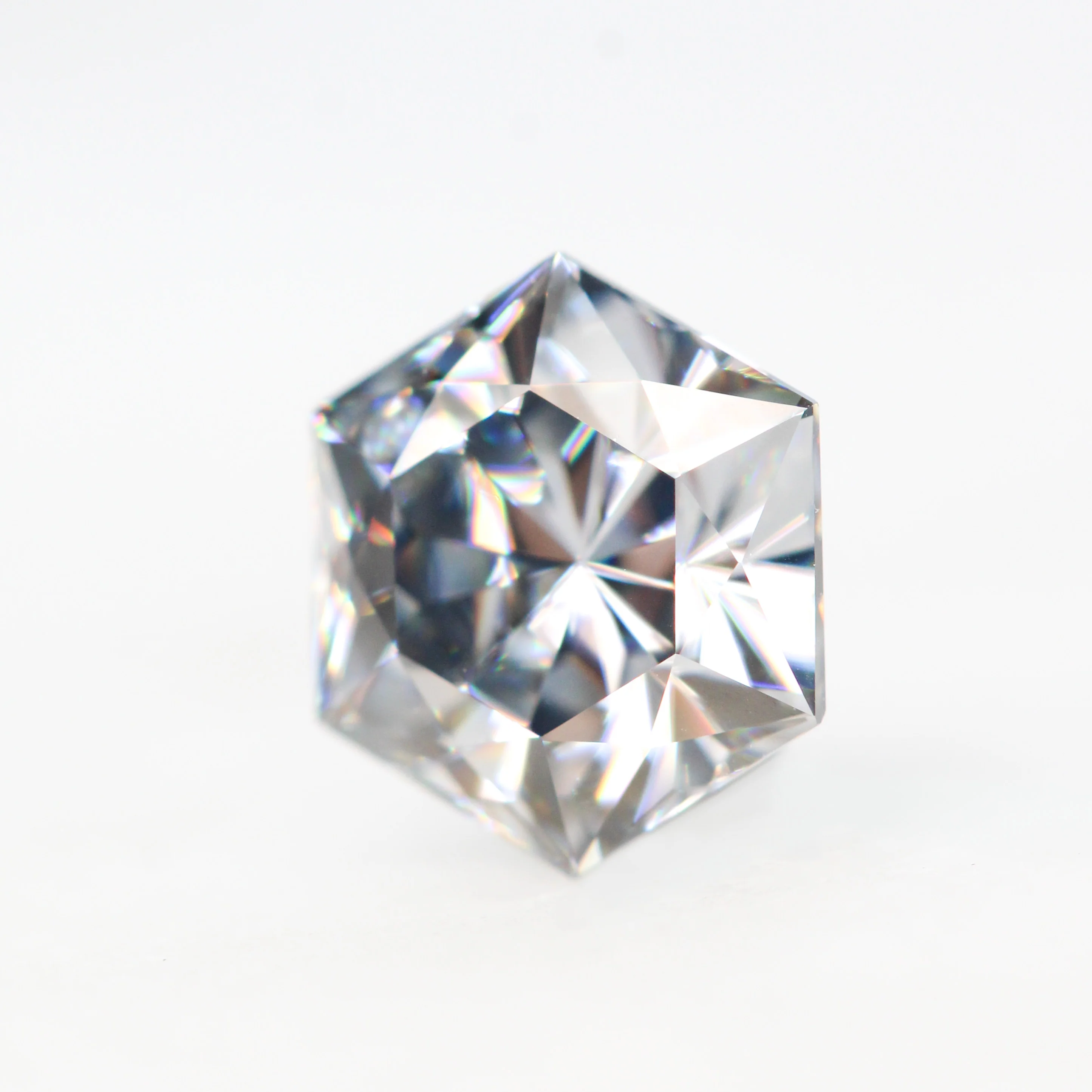 1.50 Carat Dark Gray Hexagon Moissanite for Custom Work - Inventory Code GHM150 - Image 3