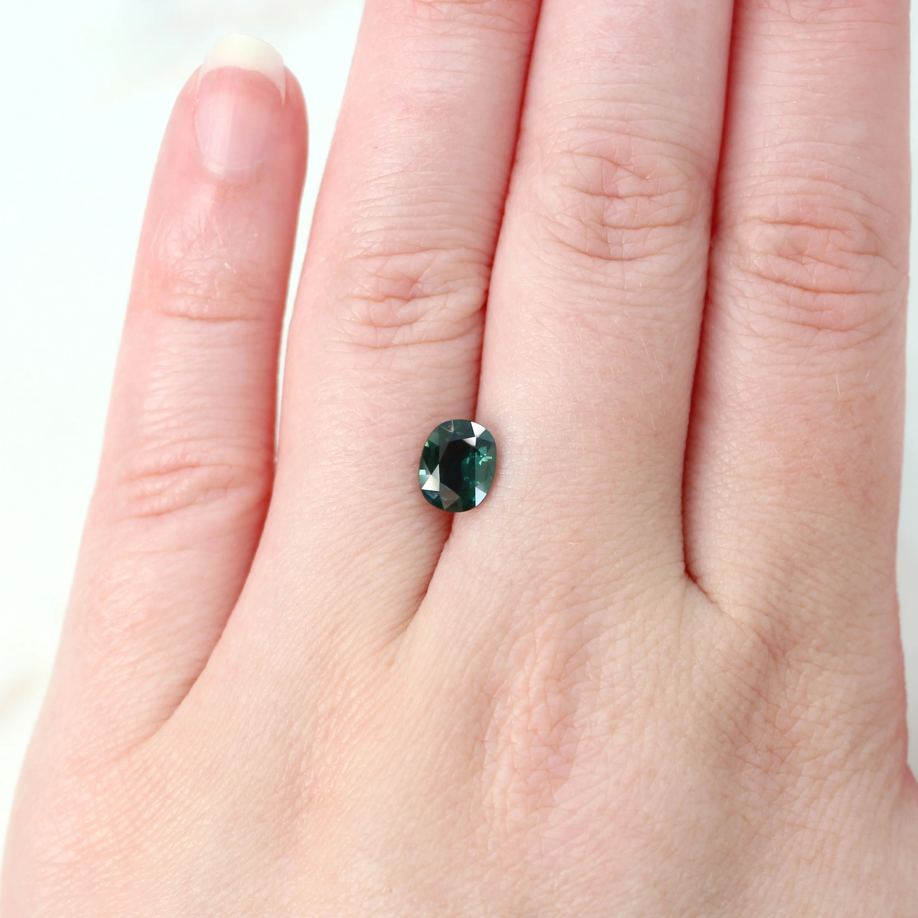 1.52 Carat Dark Teal Oval Sapphire for Custom Work - Inventory Code TOS152 - Image 2