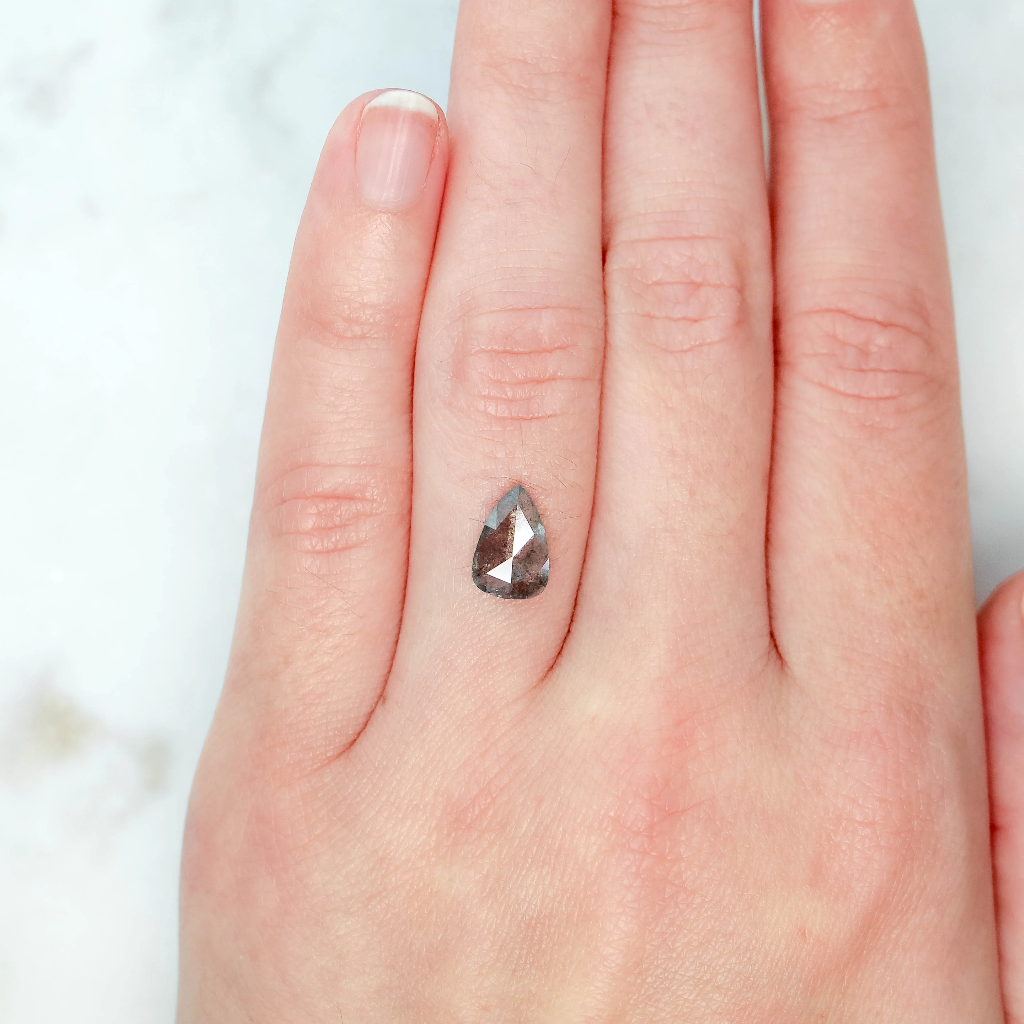 1.53 Carat Light Gray Pear Salt and Pepper Diamond for Custom Work - Inventory Code MGP153 - Image 2