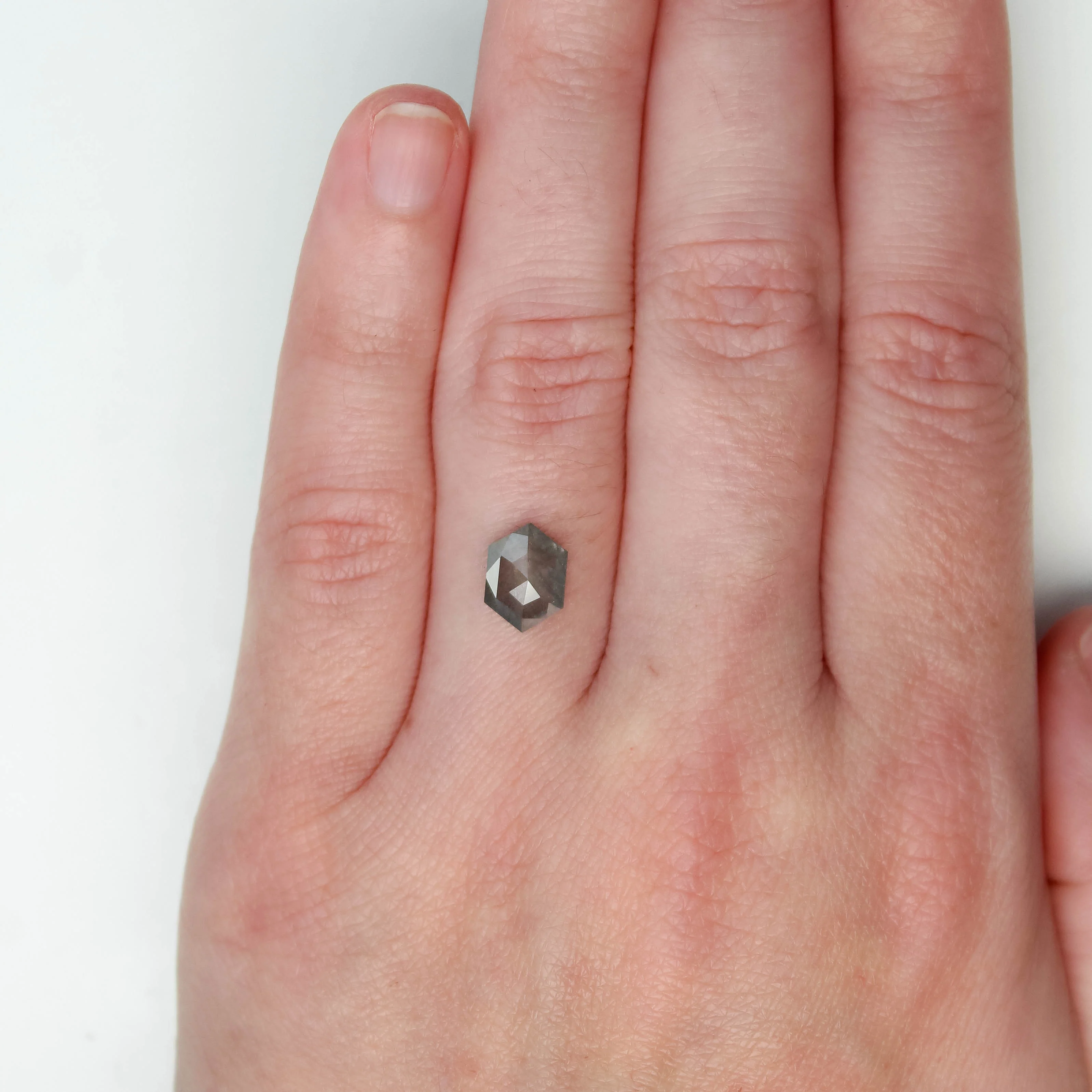 1.54 Carat Gray Hexagon Salt and Pepper Diamond for Custom Work - Inventory Code SGH154 - Image 2