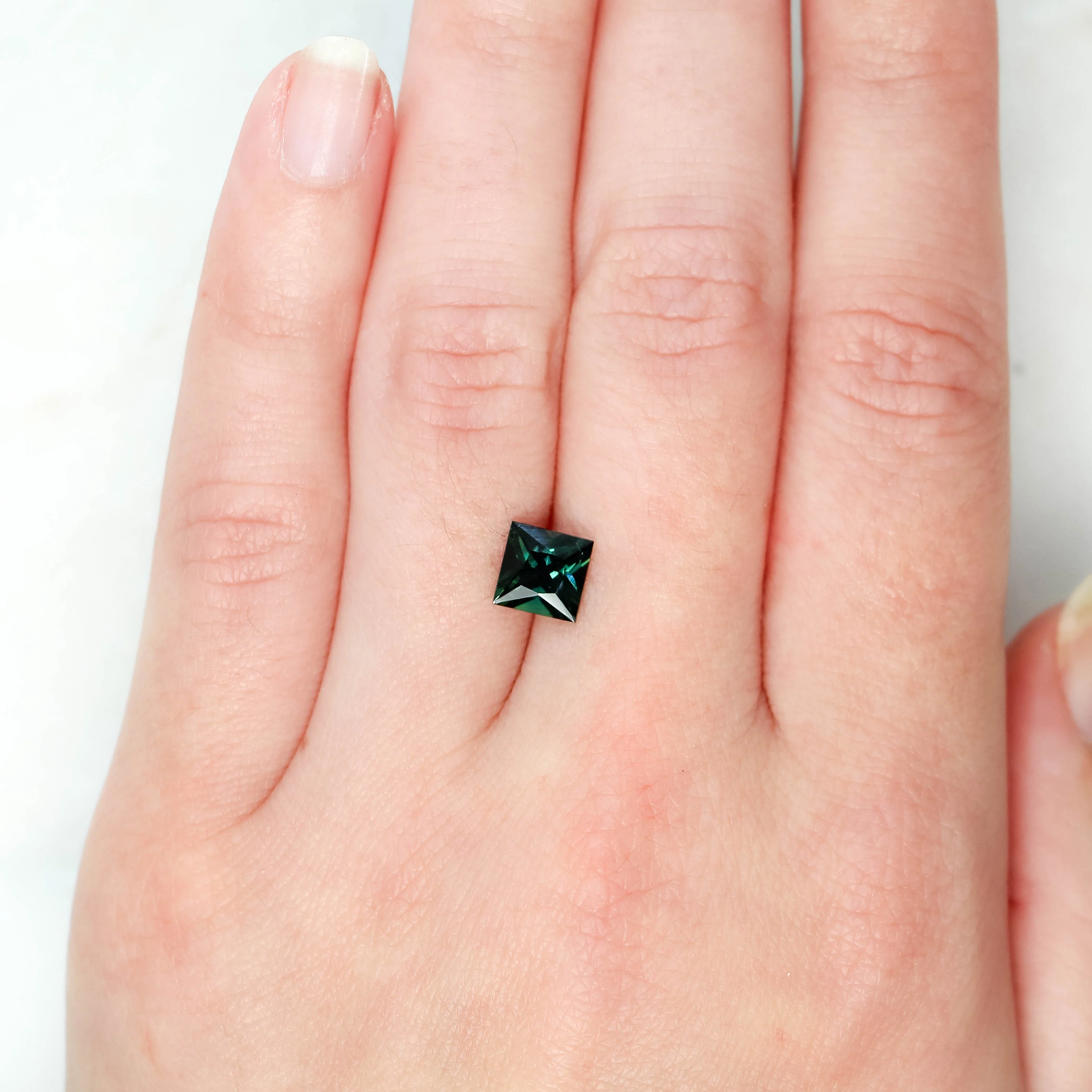 1.54 Carat Princess Cut Teal Sapphire for Custom Work - Inventory Code PCTS154 - Image 2