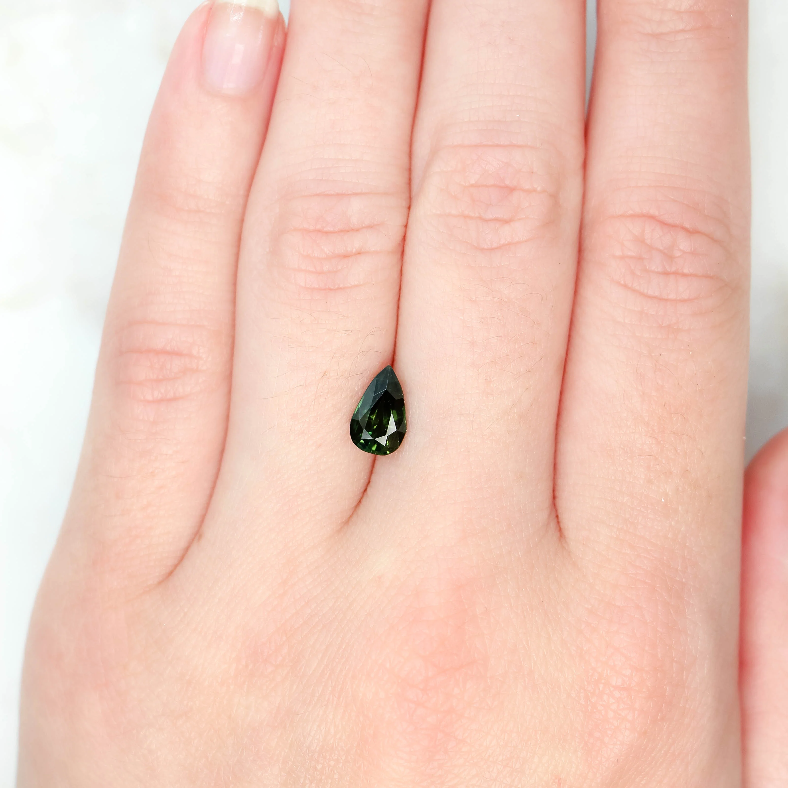 1.55 Carat Green Geometric Pear Sapphire for Custom Work - Inventory Code GPS155 - Image 2