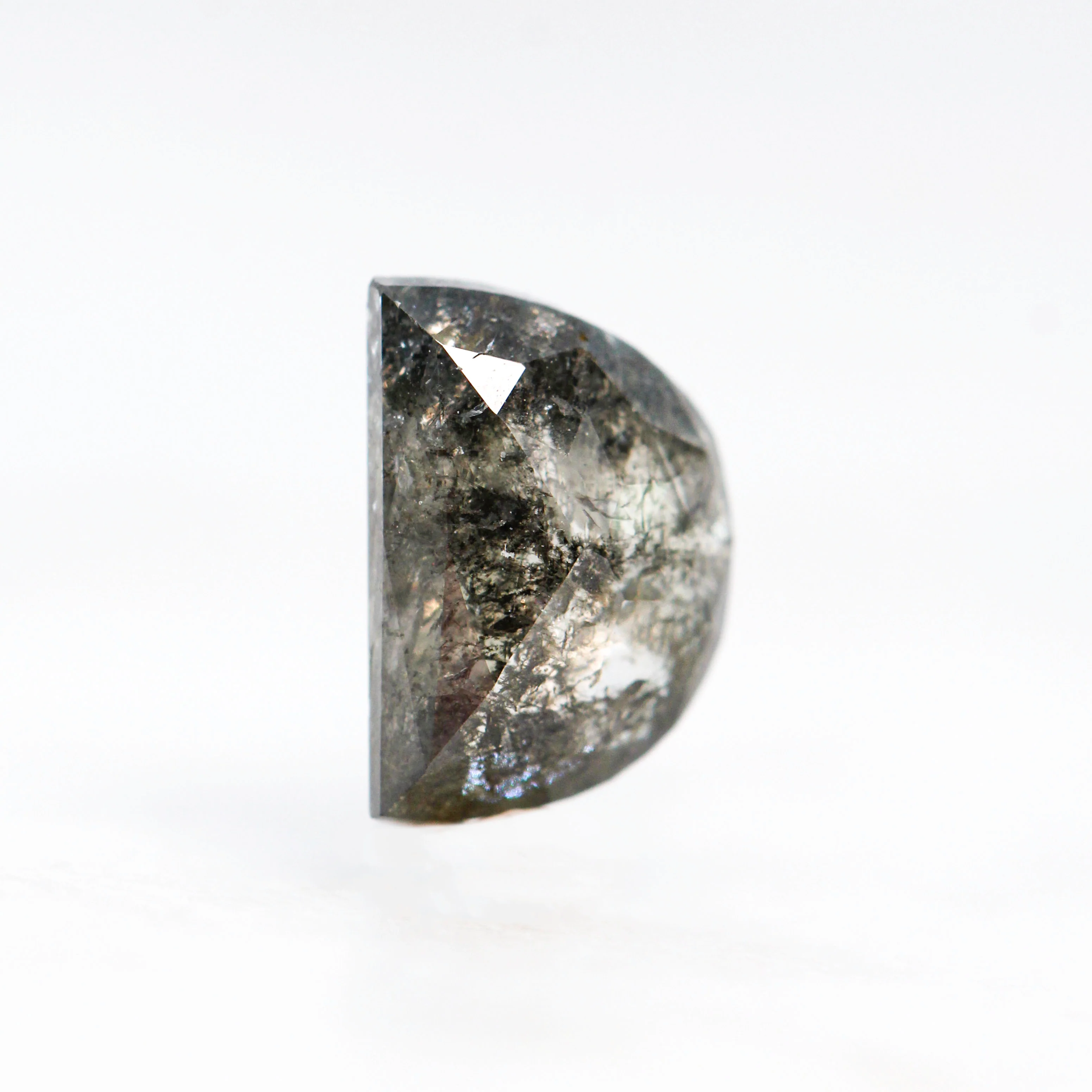1.64 Carat Dark Charcoal Salt and Pepper Half Moon Diamond for Custom Work - Inventory Code DSHM164 - Image 3