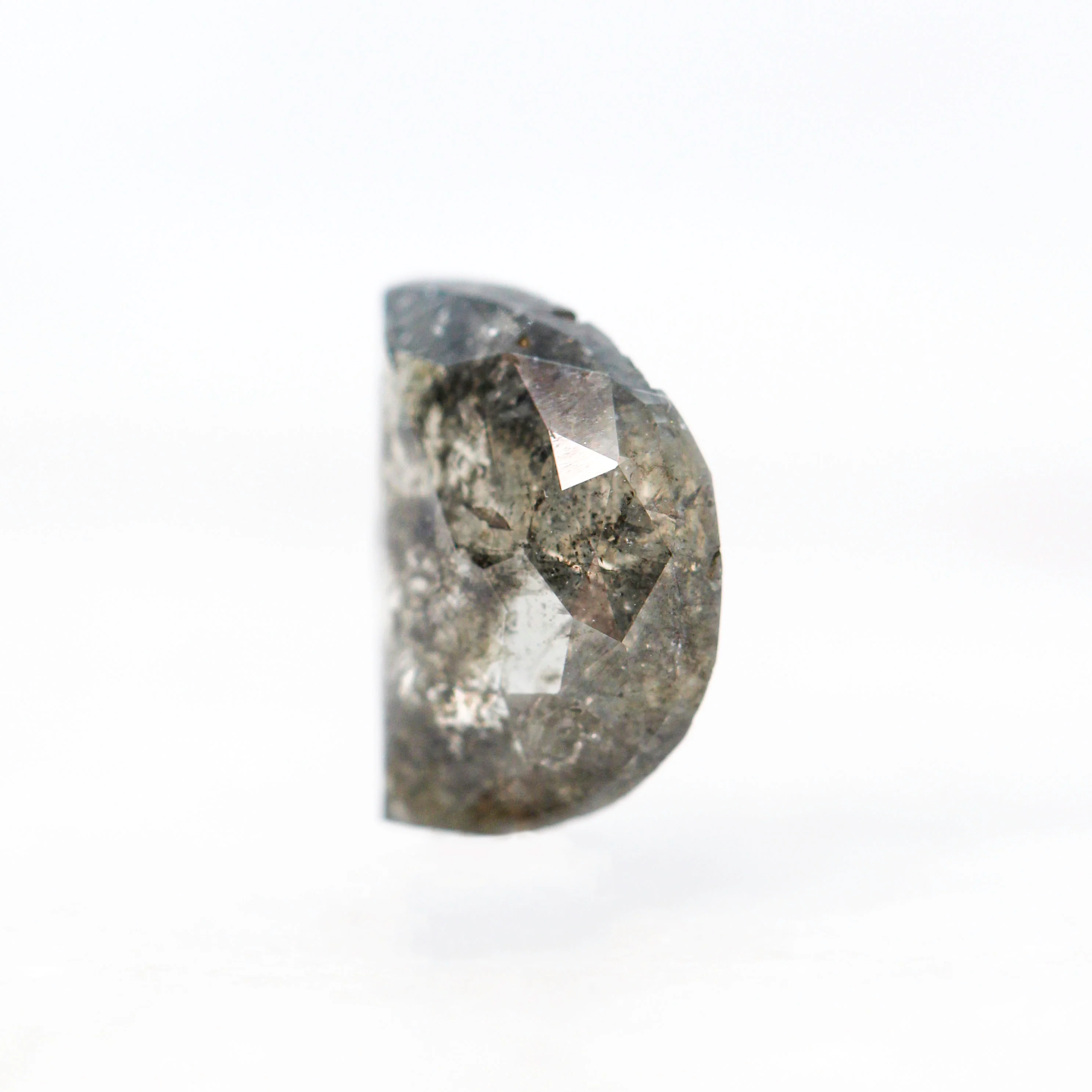 1.64 Carat Dark Charcoal Salt and Pepper Half Moon Diamond for Custom Work - Inventory Code DSHM164 - Image 4