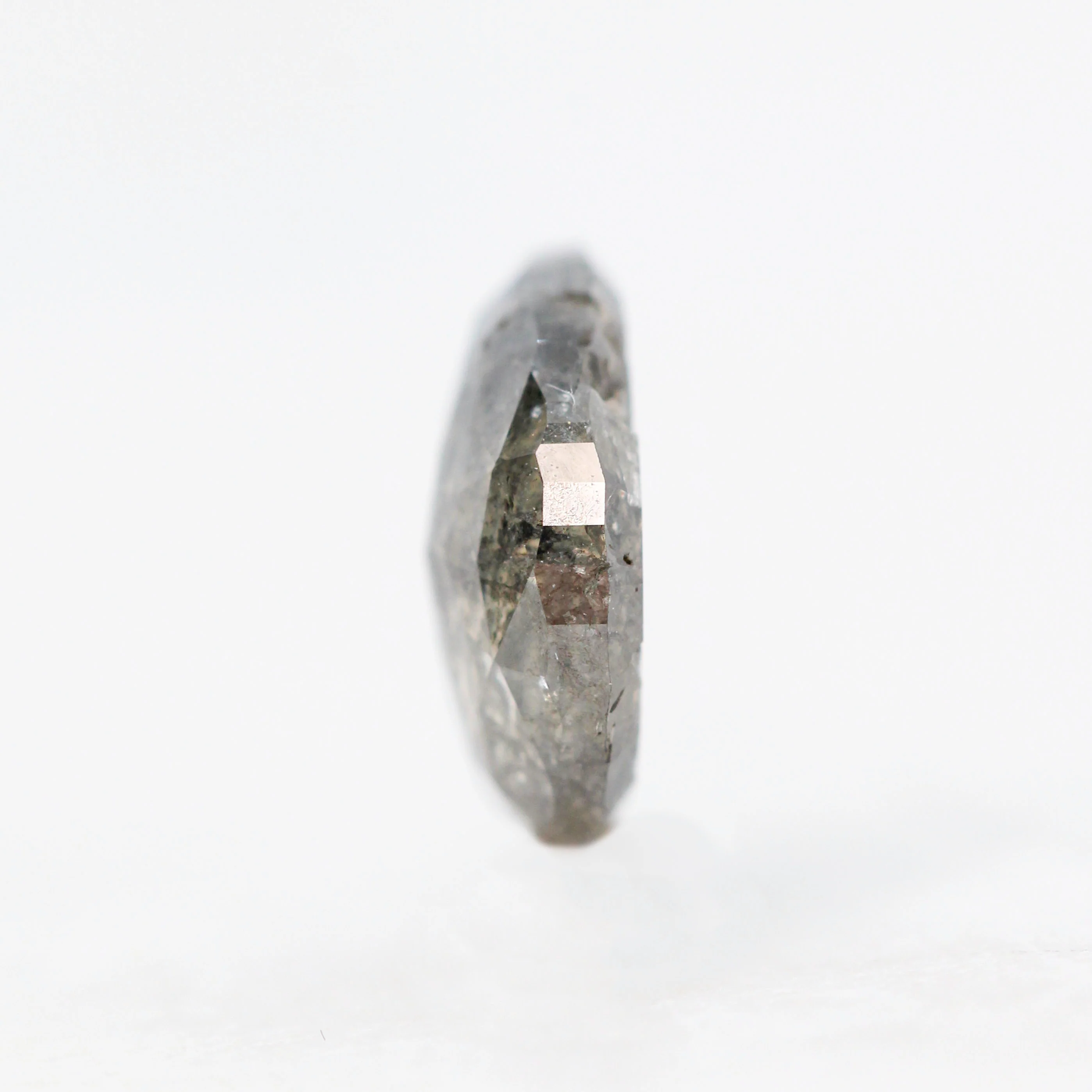 1.64 Carat Dark Charcoal Salt and Pepper Half Moon Diamond for Custom Work - Inventory Code DSHM164 - Image 5