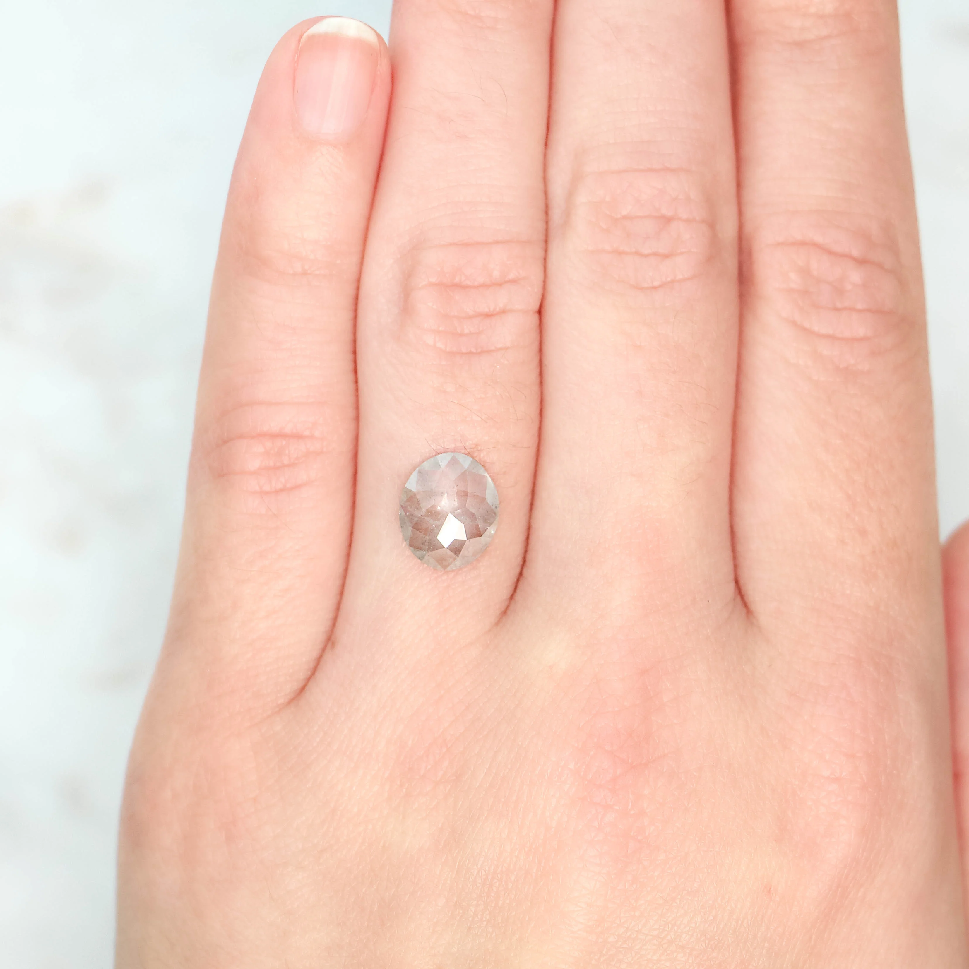 1.66 Carat Light Gray Oval Salt and Pepper Diamond for Custom Work - Inventory Code RO166 - Image 2
