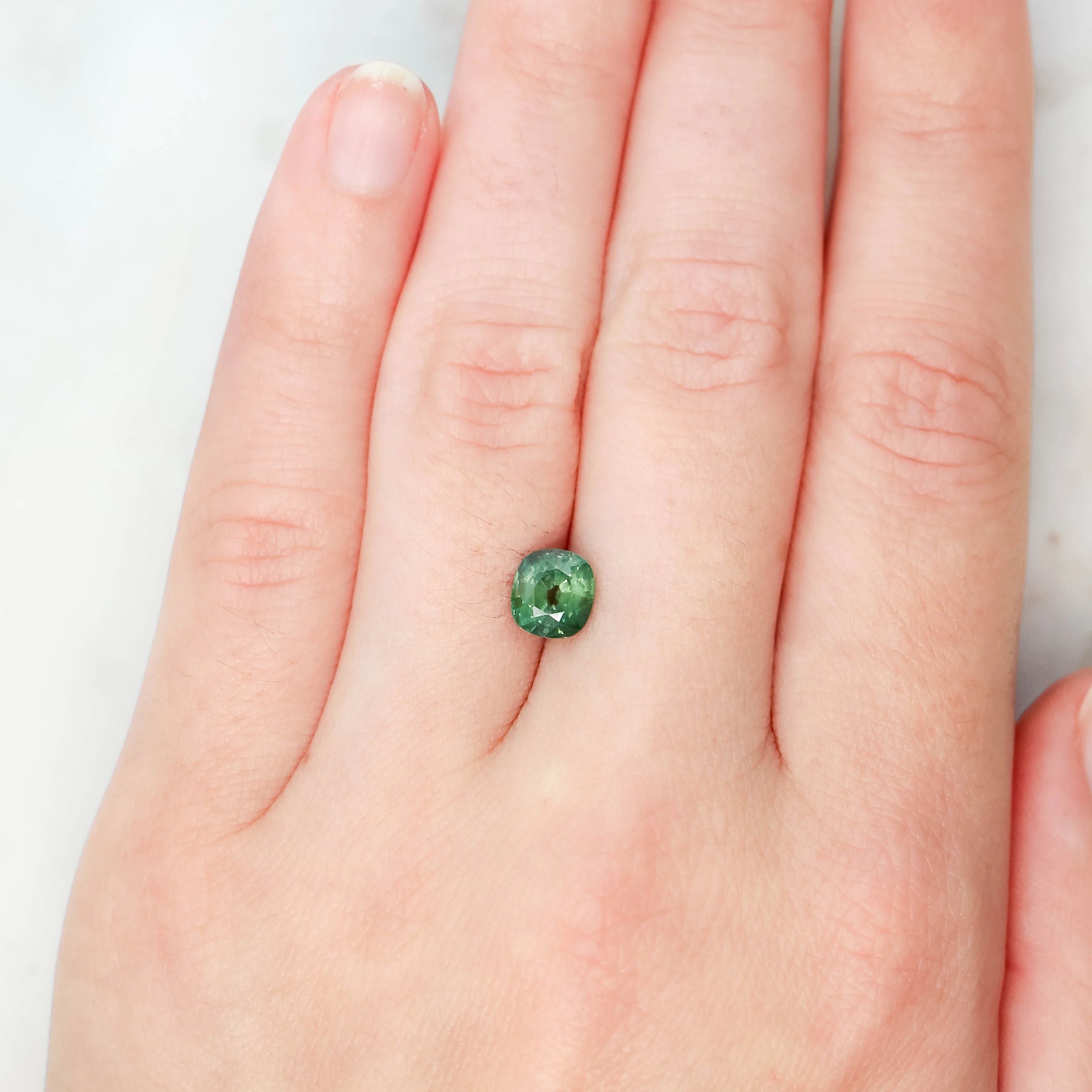 1.66 Carat Light Green Rounded Cushion Sapphire for Custom Work - Inventory Code GCS166 - Image 2