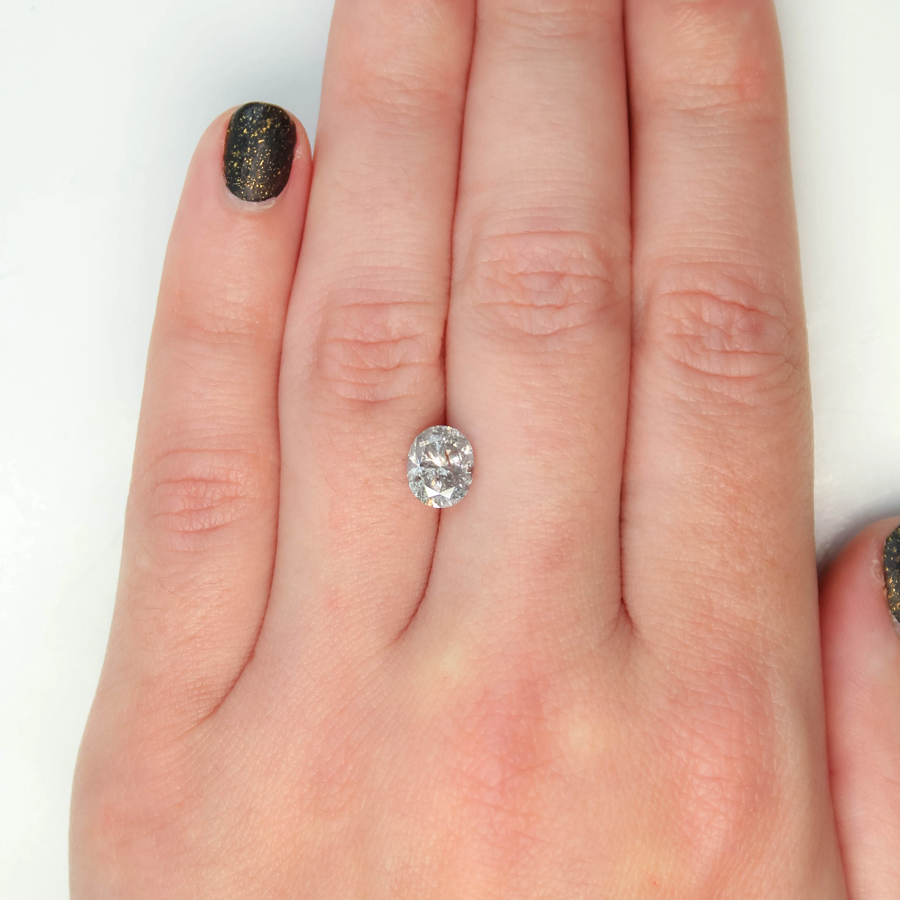 1.68 Carat Gray Salt and Pepper Oval Diamond for Custom Work - Inventory Code CCO168 - Image 2