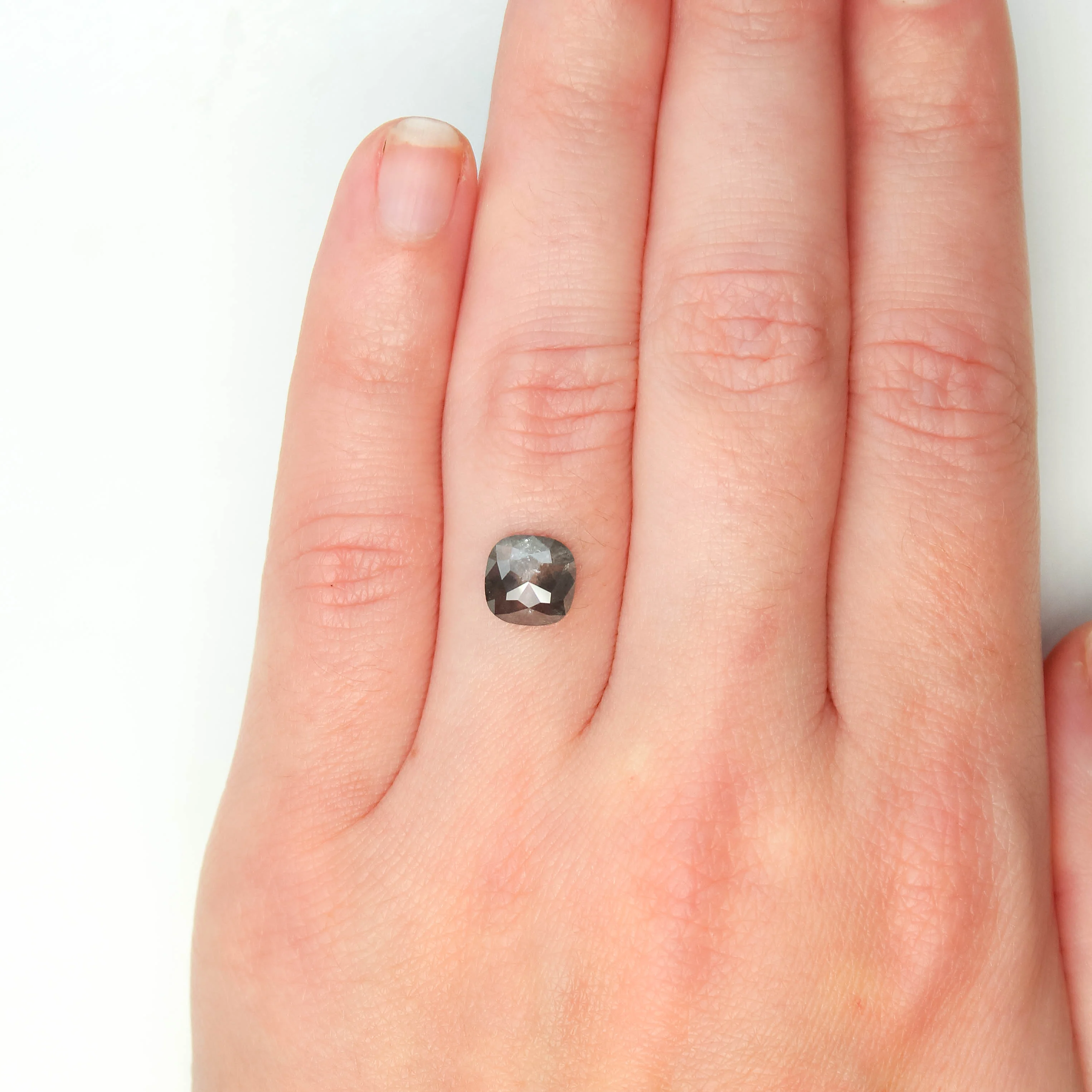 1.72 Carat Dark Gray Cushion Salt and Pepper Diamond for Custom Work - Inventory Code DSC172 - Image 2