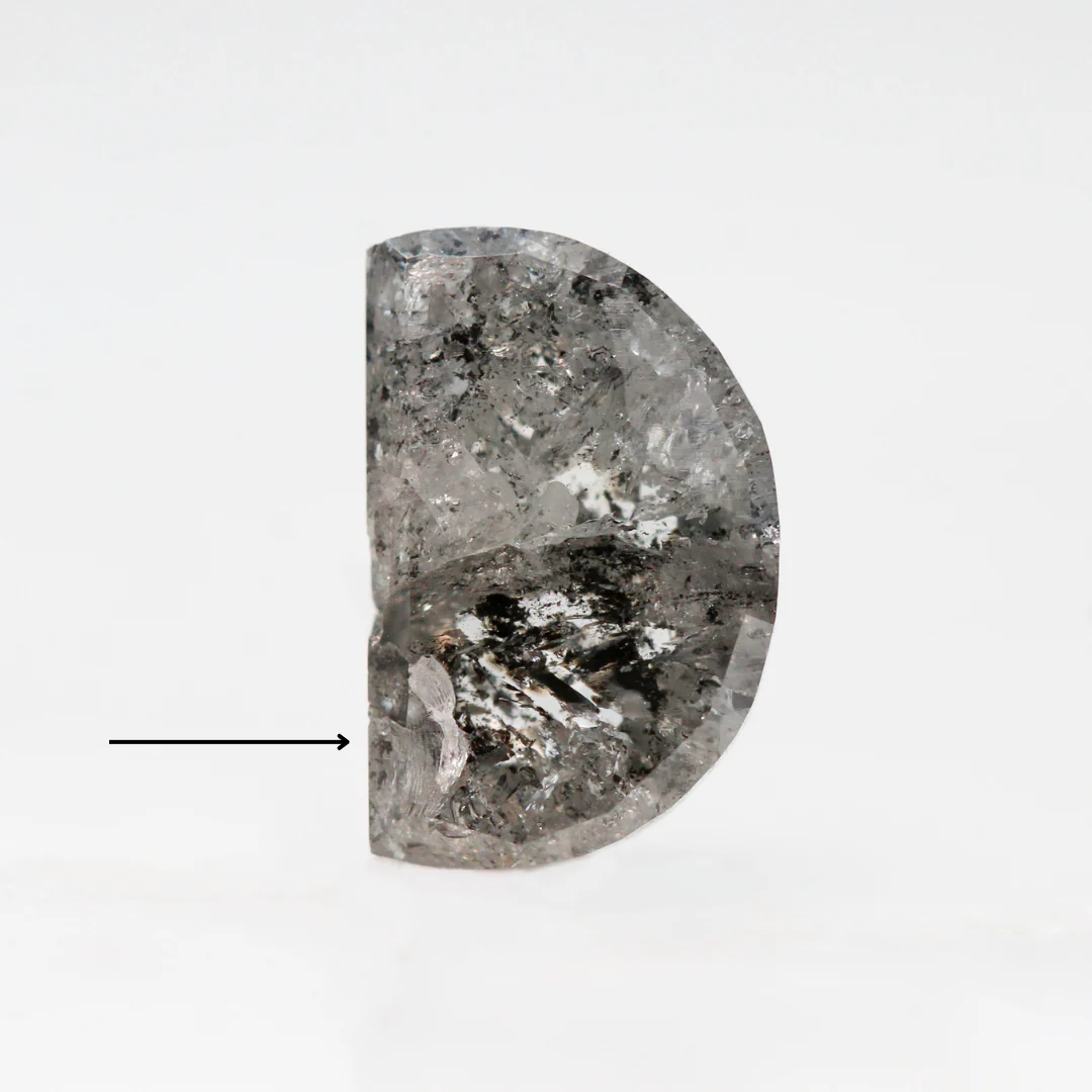 1.92 Carat Gray Salt and Pepper Half Moon Diamond for Custom Work - Inventory Code DSH192 - Image 6