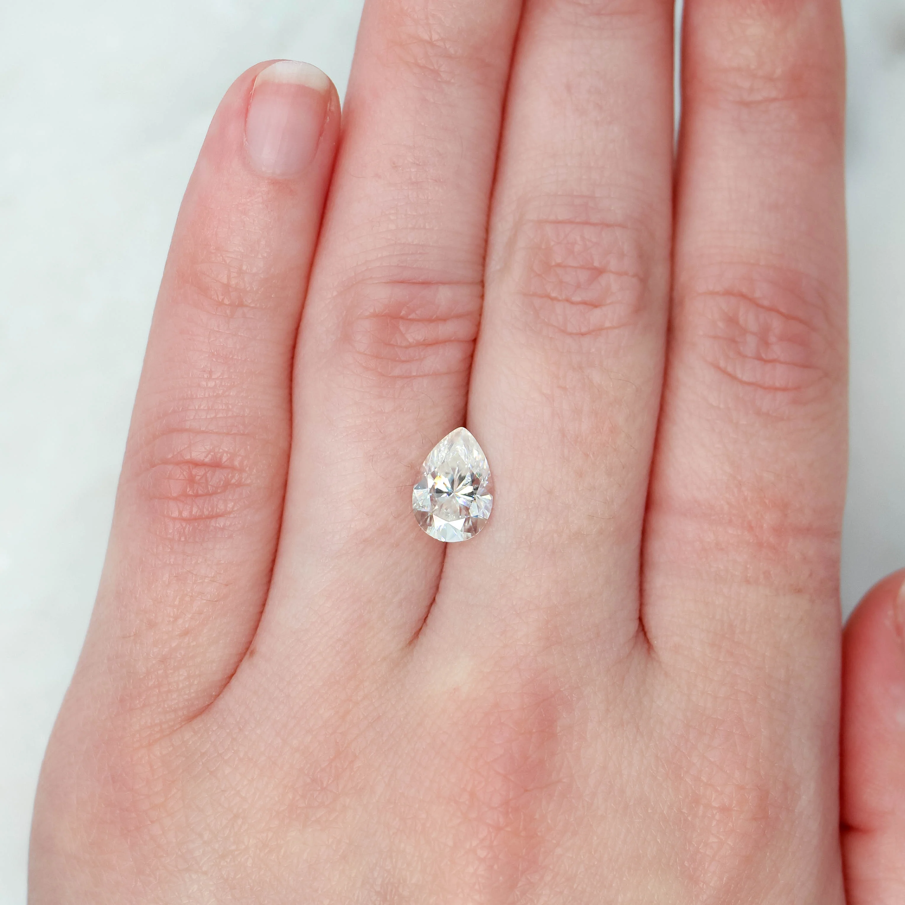 1.98 Carat Clear White Pear Moissanite for Custom Work - Inventory Code CCP198 - Image 2