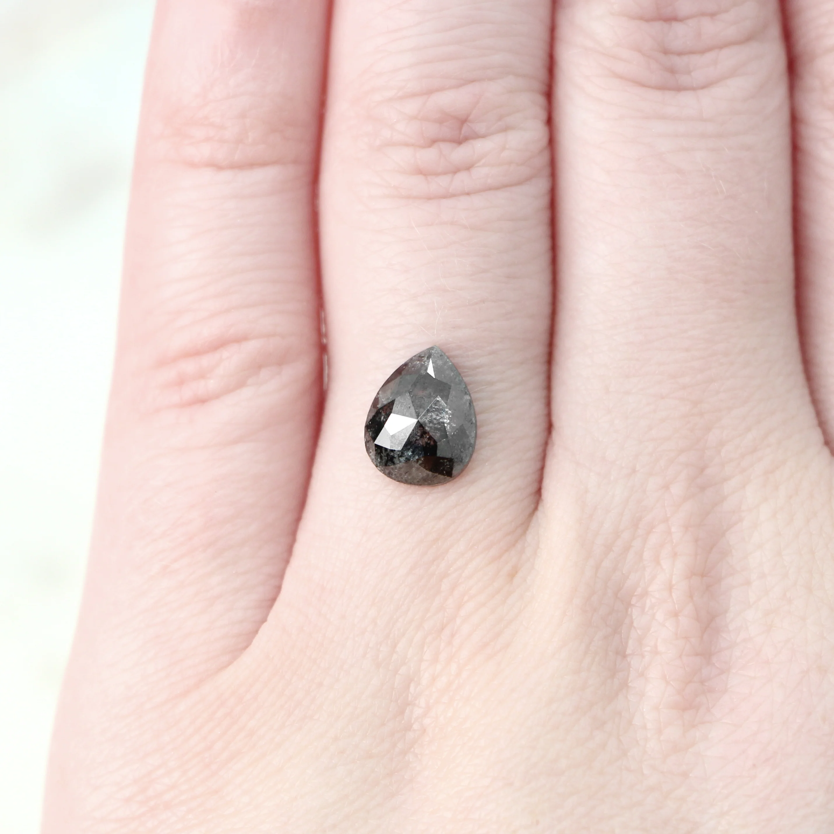 2.00 Carat Black Charcoal Pear Salt and Pepper Diamond for Custom Work - Inventory Code NBP200 - Image 5