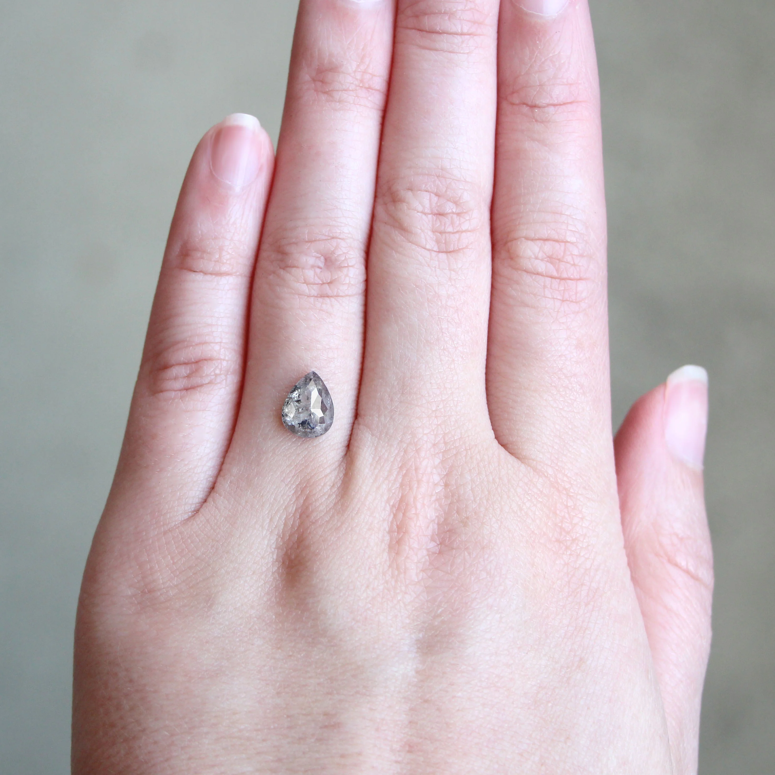 1.99 Carat Stormy Gray Pear Salt and Pepper Diamond for Custom Work - Inventory Code SGP199 - Image 2