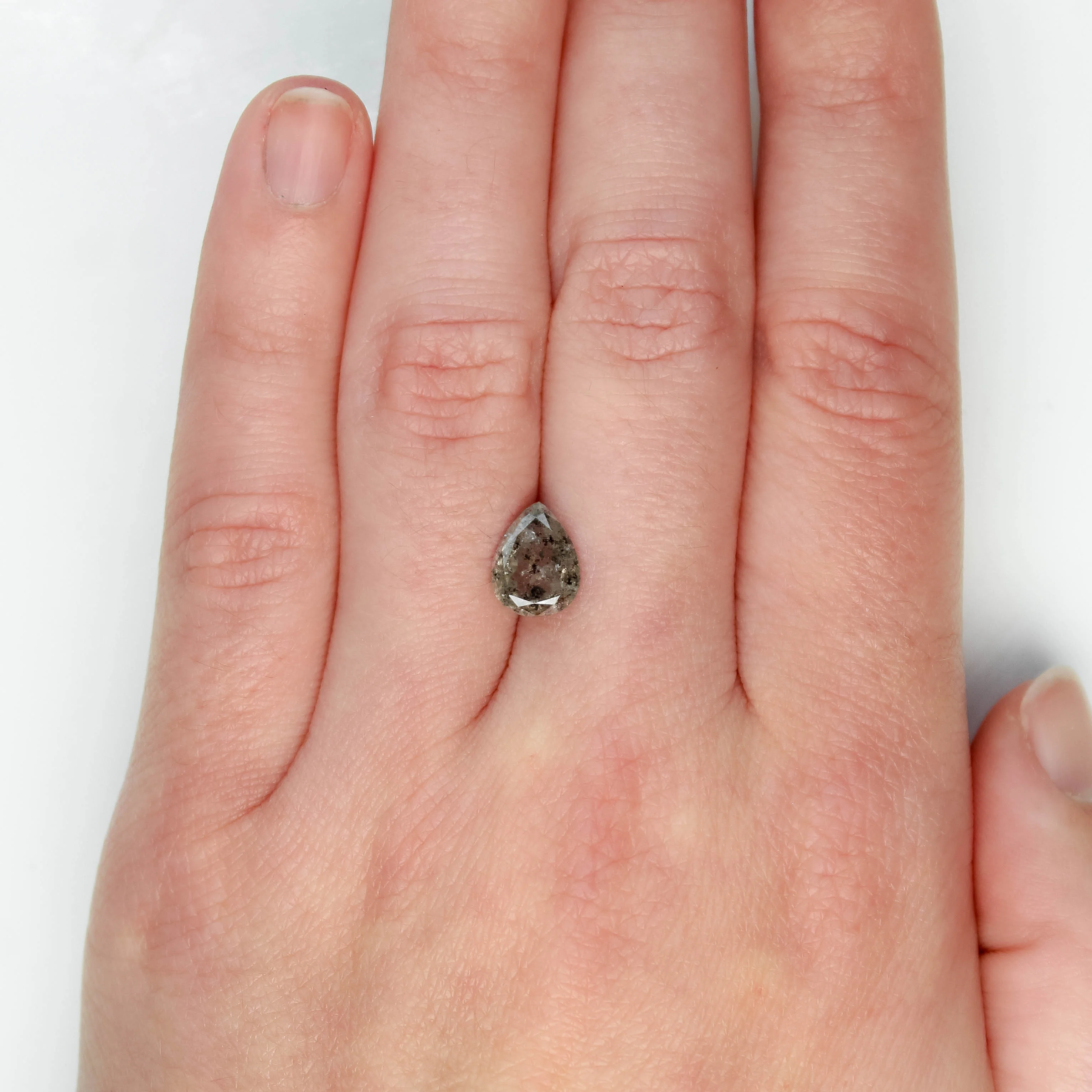 1.99 Carat Stormy Gray Pear Salt and Pepper Diamond for Custom Work - Inventory Code SGP199 - Image 7