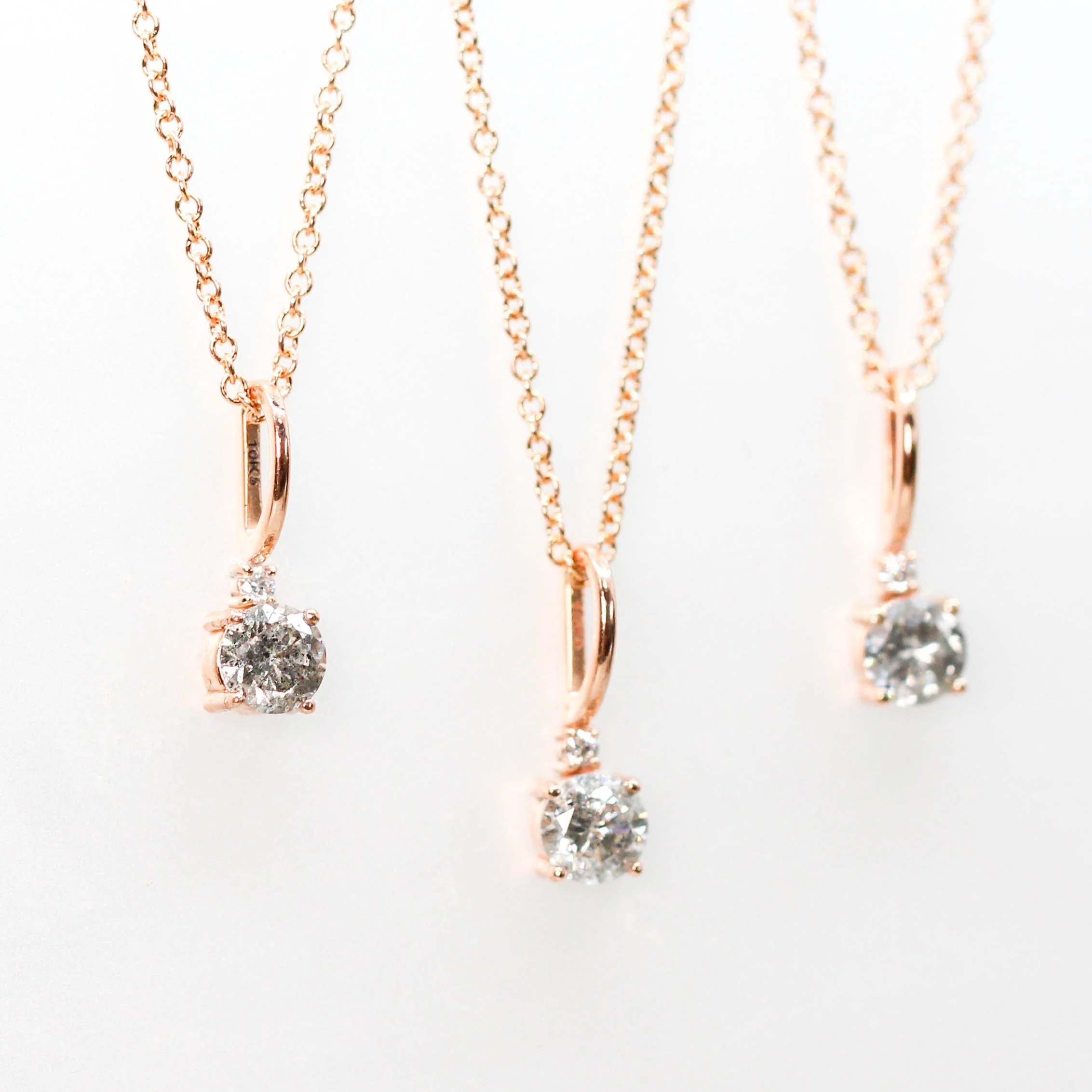 Round Salt and Pepper Diamond Accented Pendant Necklace in 10k Rose Gold - Ready to Ship - Image 3