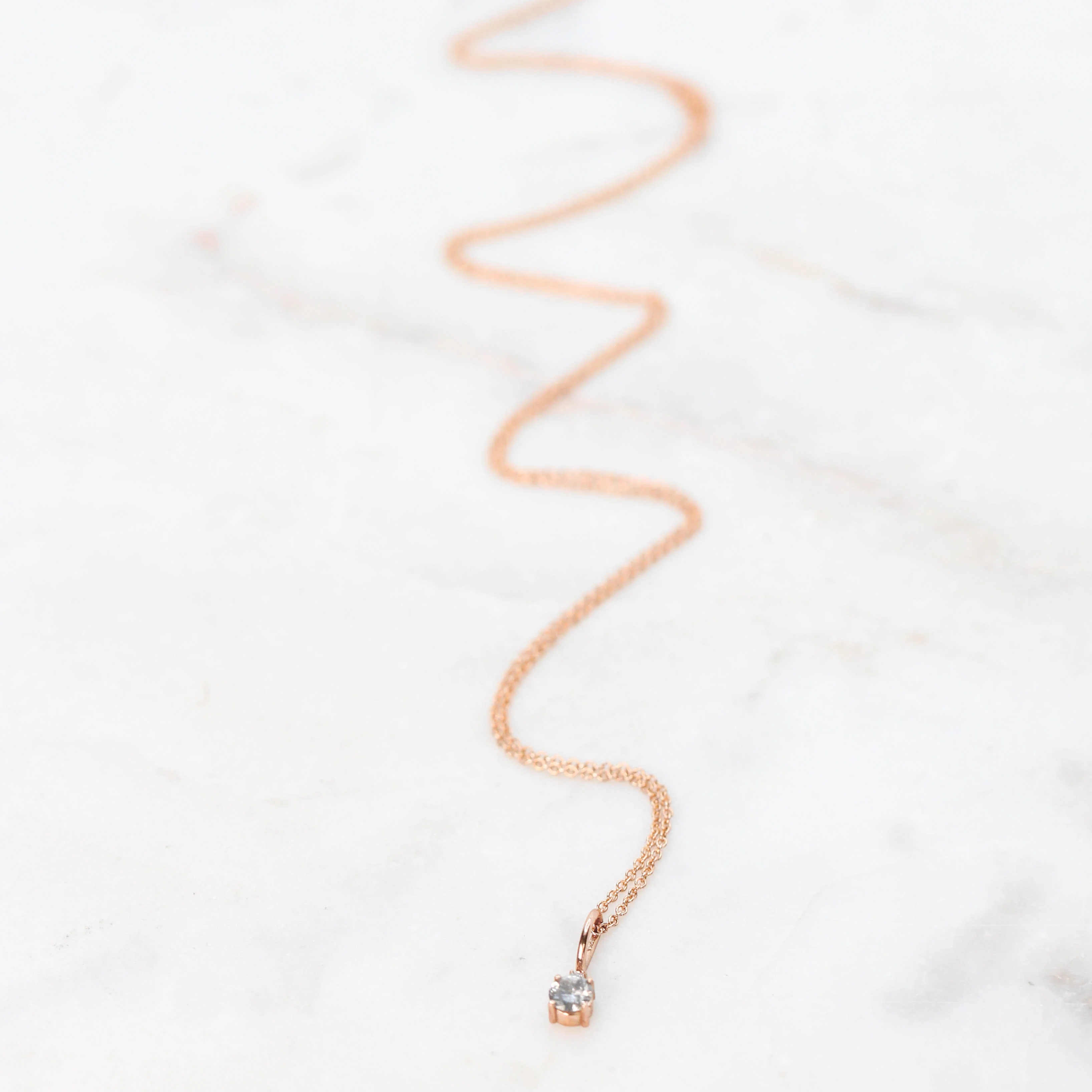 Round Salt and Pepper Diamond Accented Pendant Necklace in 10k Rose Gold - Ready to Ship - Image 5