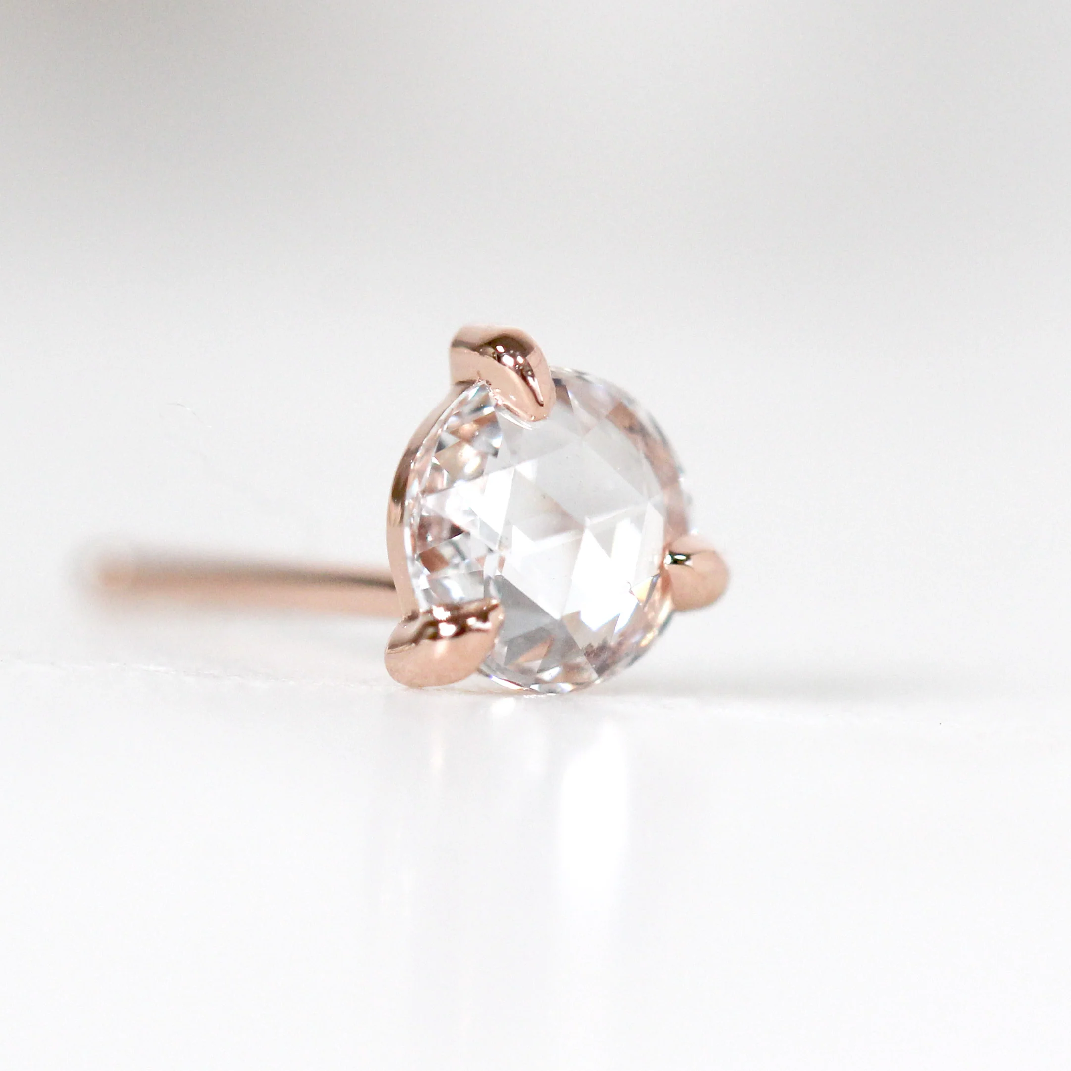 Clear Rose Cut Diamond Earring Studs - Made to Order, Choose Your Gold Tone - Image 4