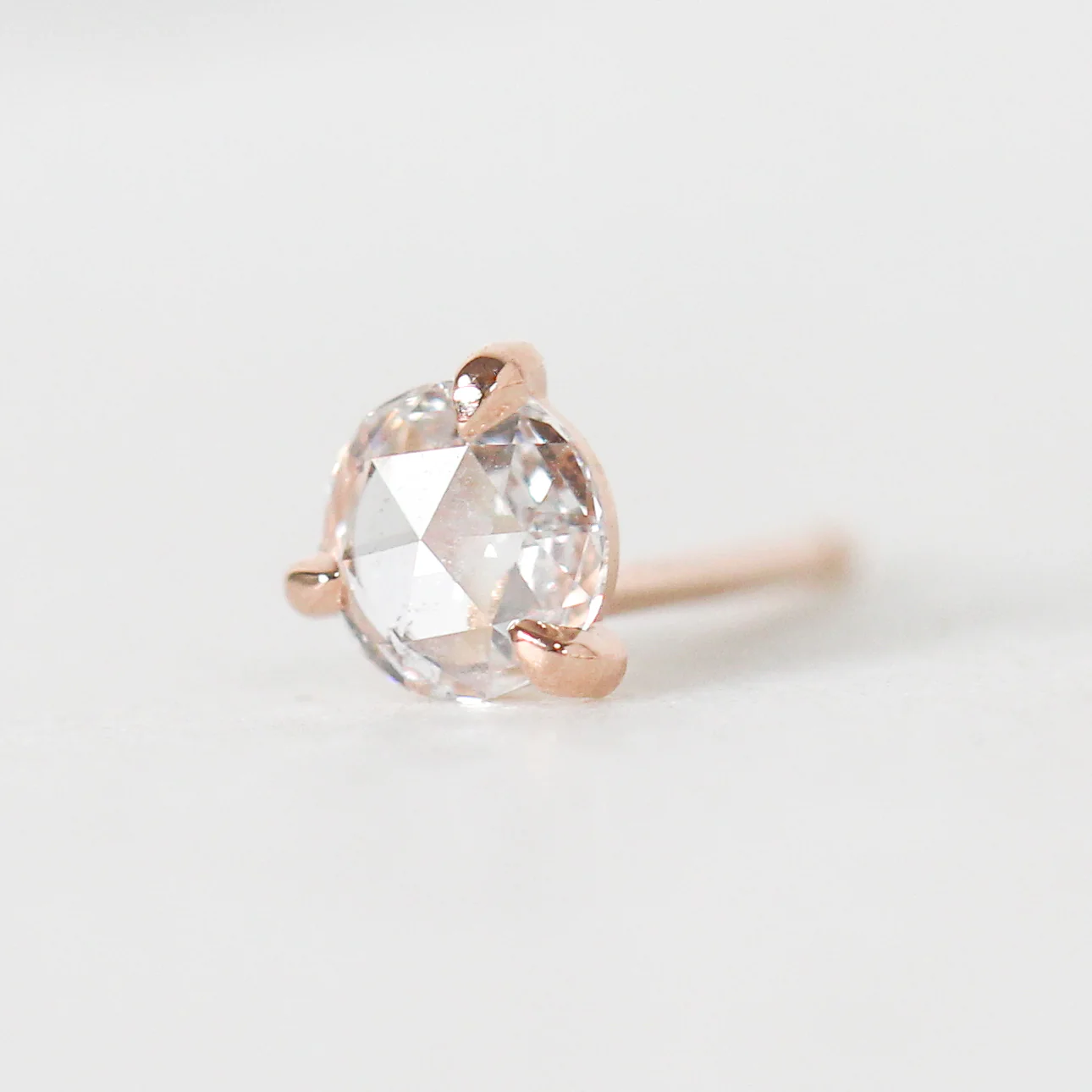 Clear Rose Cut Diamond Earring Studs - Made to Order, Choose Your Gold Tone - Image 5