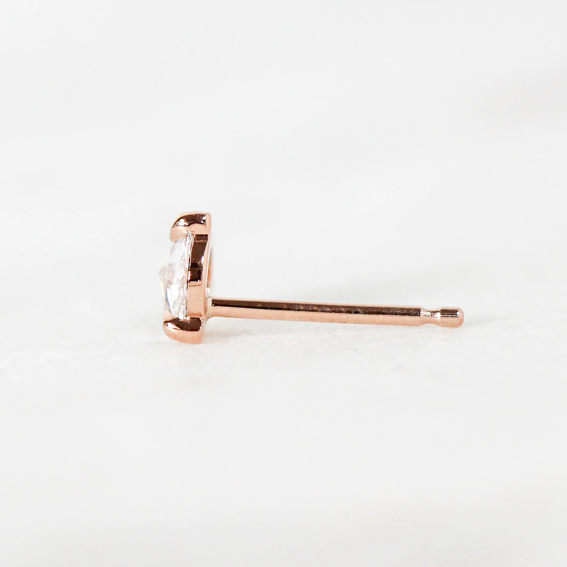 Clear Rose Cut Diamond Earring Studs - Made to Order, Choose Your Gold Tone - Image 6