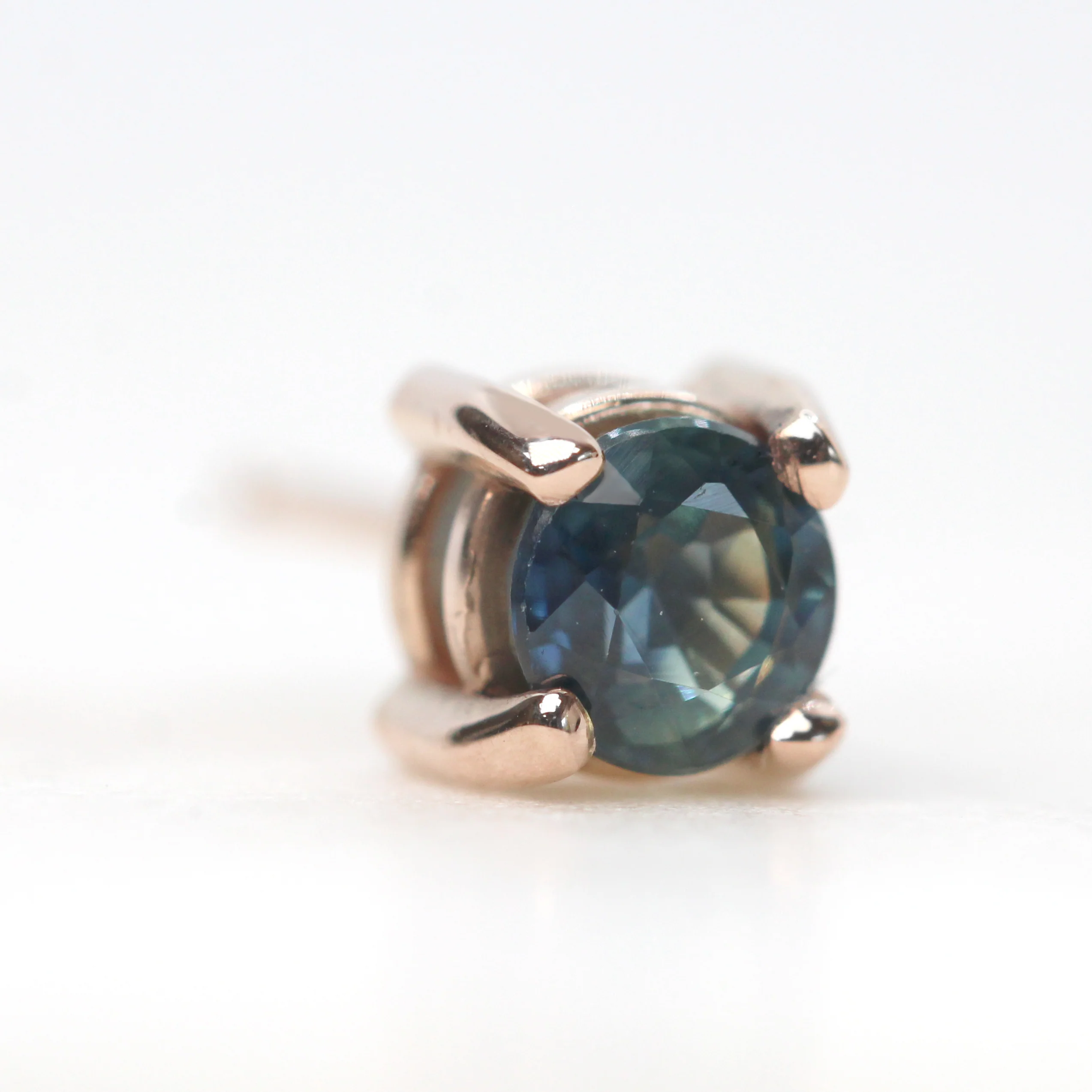 Round Teal Sapphire Earring Studs - Made to Order, Choose Your Gold Tone - Image 4