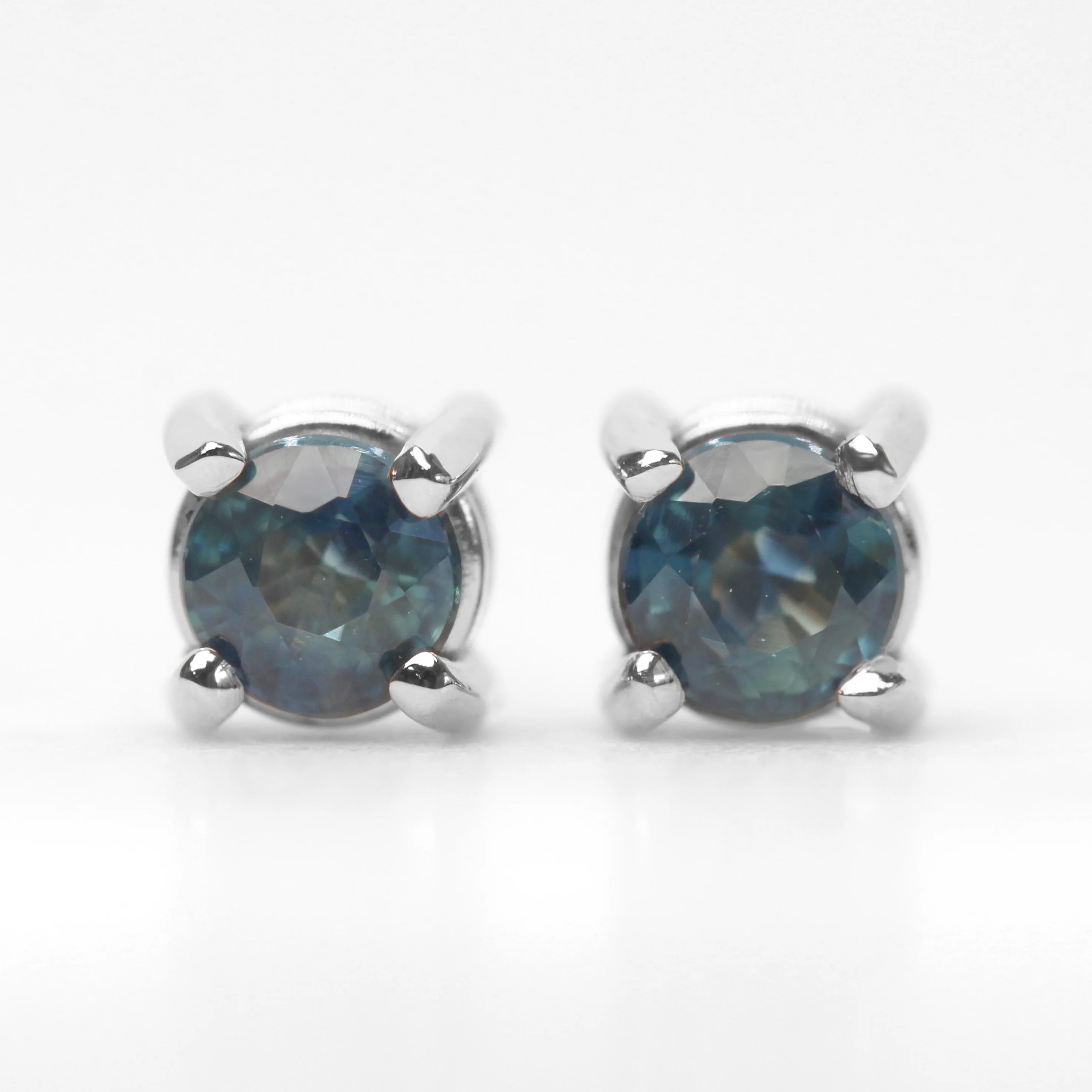 Round Teal Sapphire Earring Studs - Made to Order, Choose Your Gold Tone - Image 8
