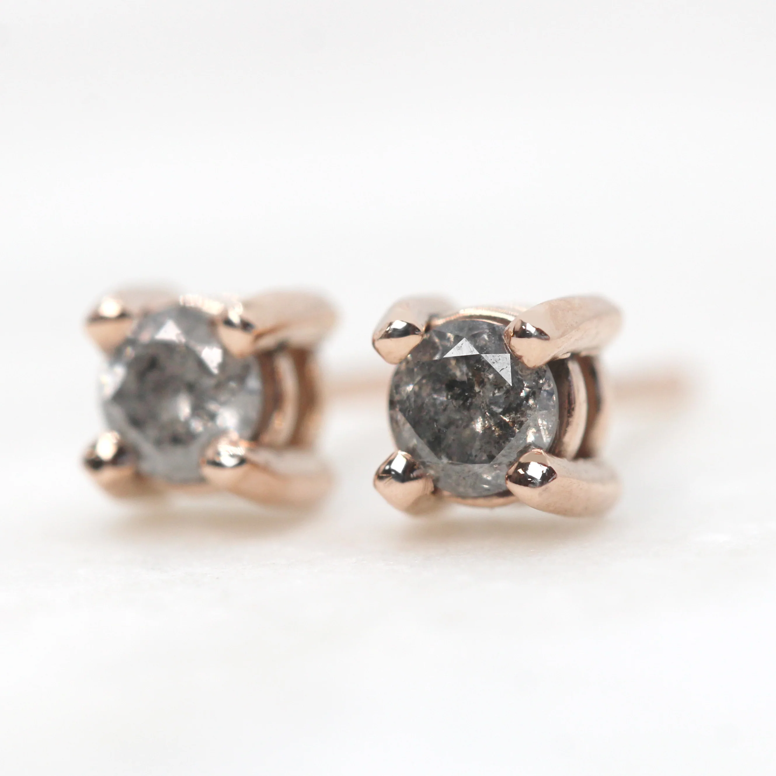 3mm Salt and Pepper Diamond Earring Studs - Made to Order, Choose Your Gold Tone - Image 3