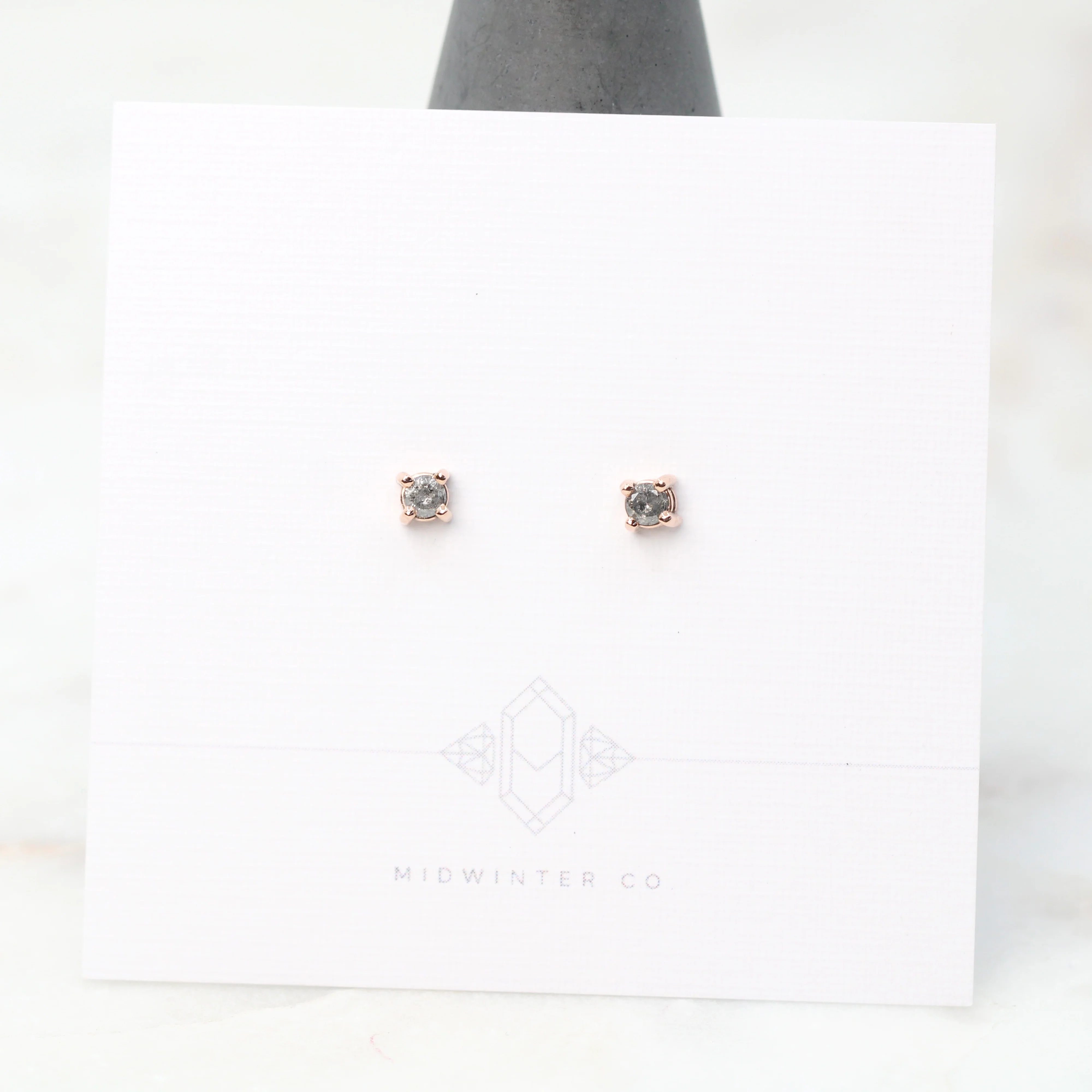 3mm Salt and Pepper Diamond Earring Studs - Made to Order, Choose Your Gold Tone - Image 6